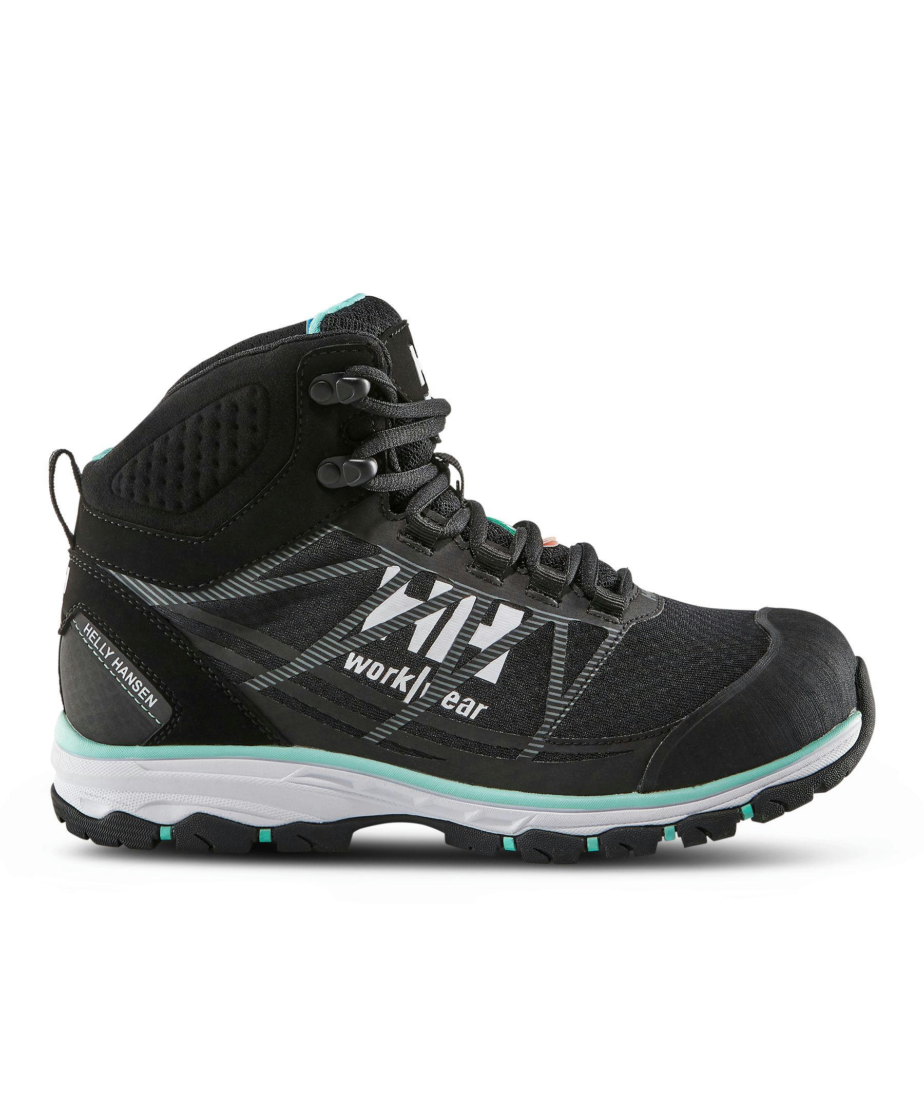 Helly Hansen Workwear Women's Aluminum Toe Composite Plate Mid Cut Safety Hiker Boots - Black/Aqua