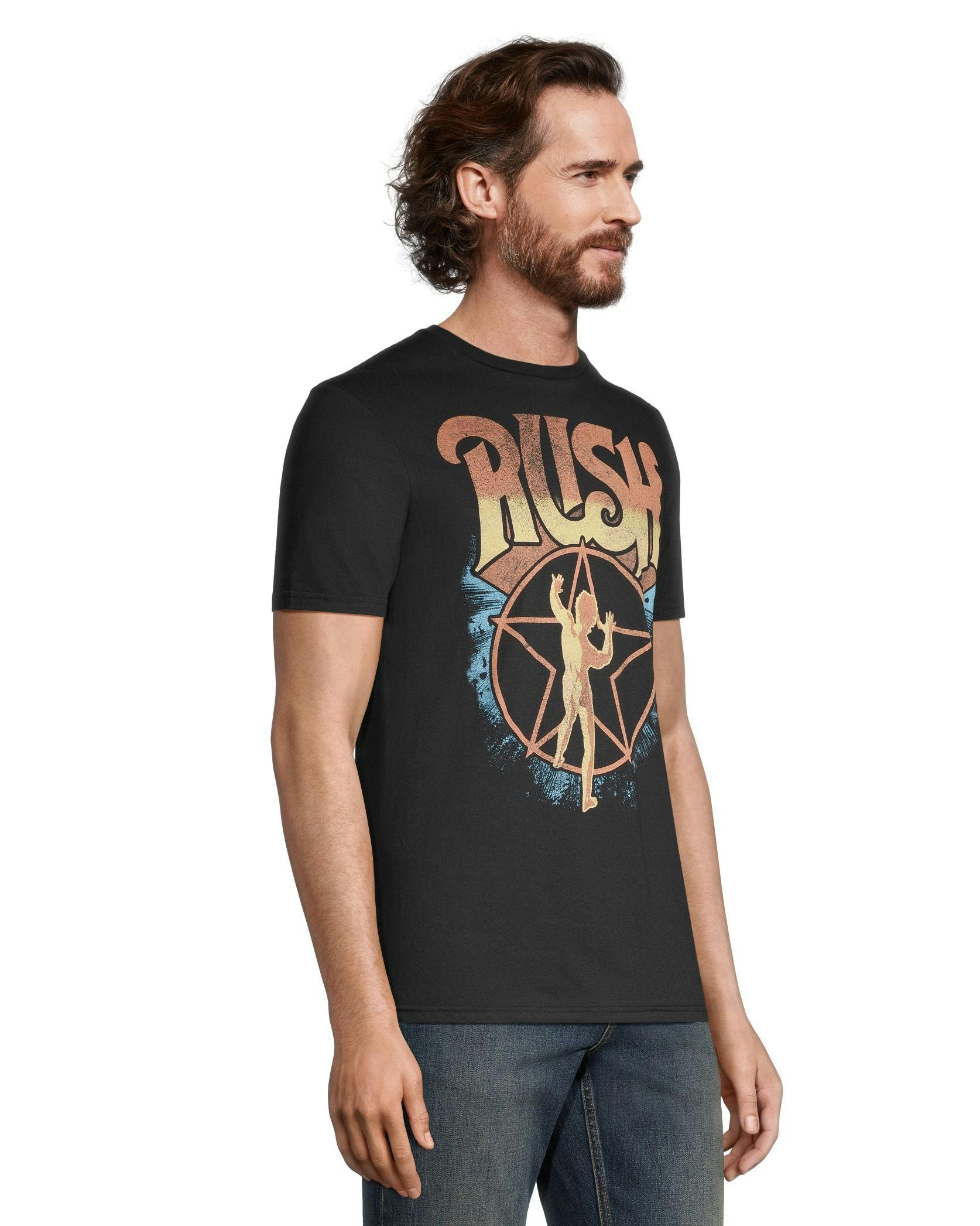 Logo T-Shirt Men's Vintage RUSH Cotton Crewneck T Shirt