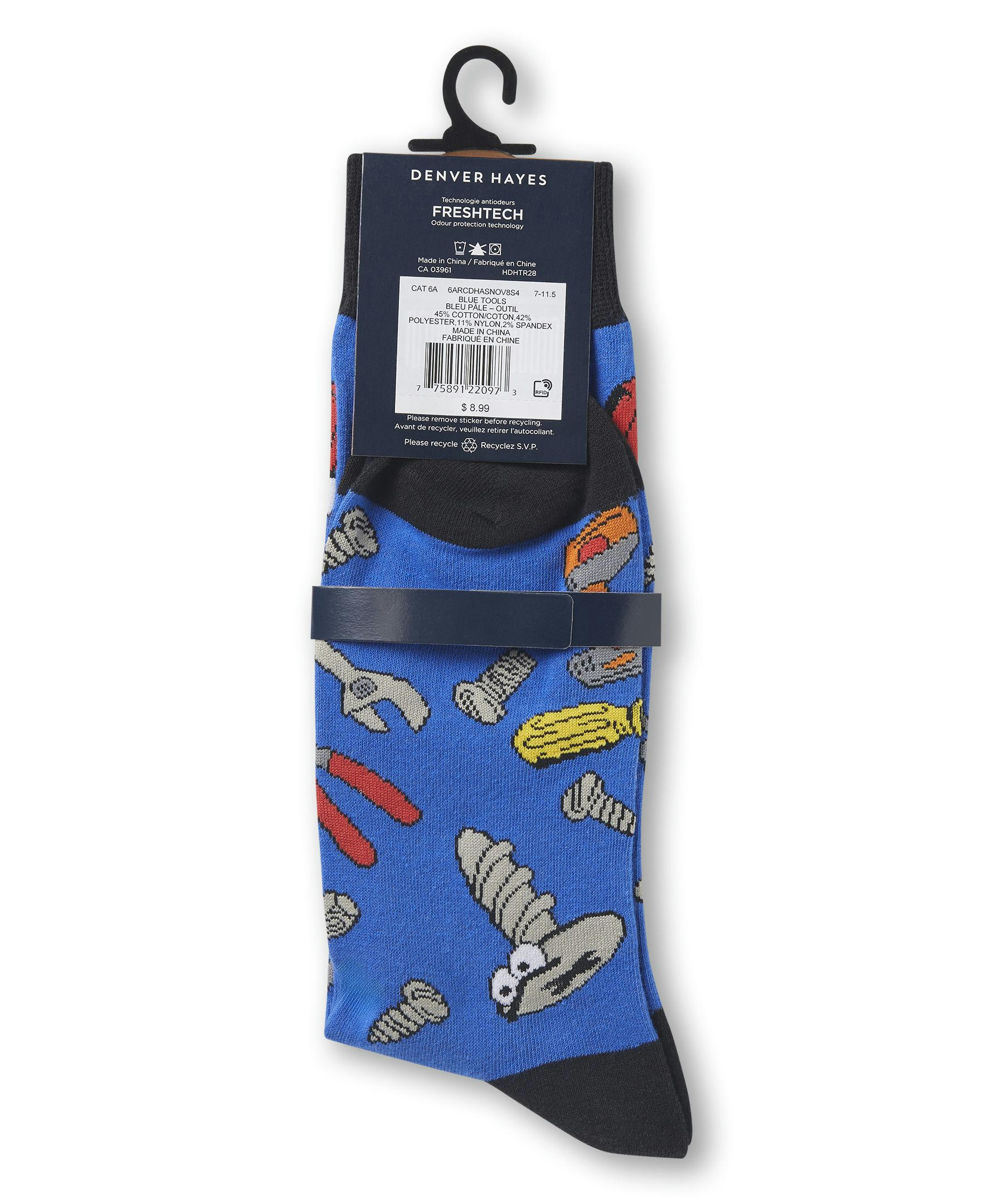 Devner Hayes Men's FRESHTECH® Work Pattern Casual Crew Socks