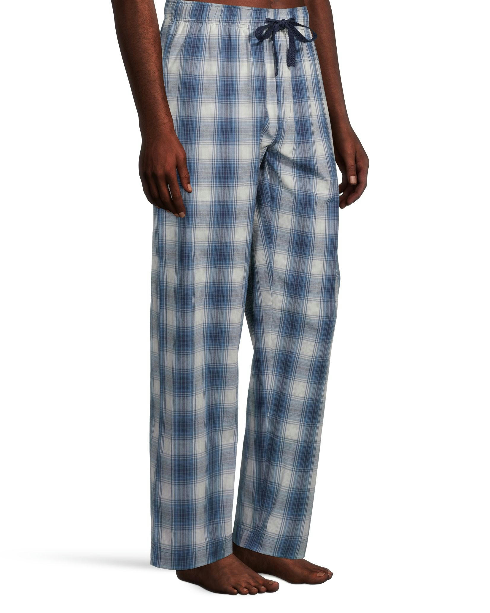 Men's Woven Plaid Lounge Pants With Elastic Waistband and Drawstring
