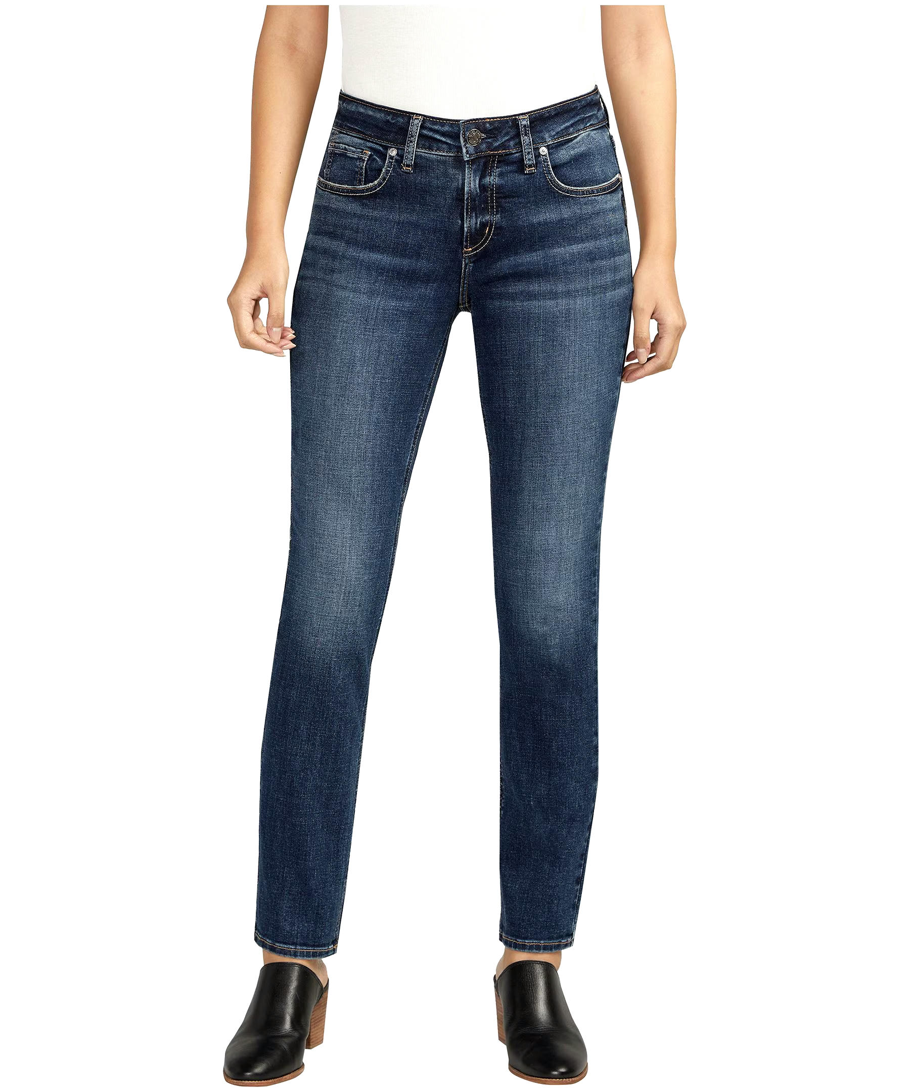 Silver Women's Elyse Mid Rise Comfort Fit Straight jeans