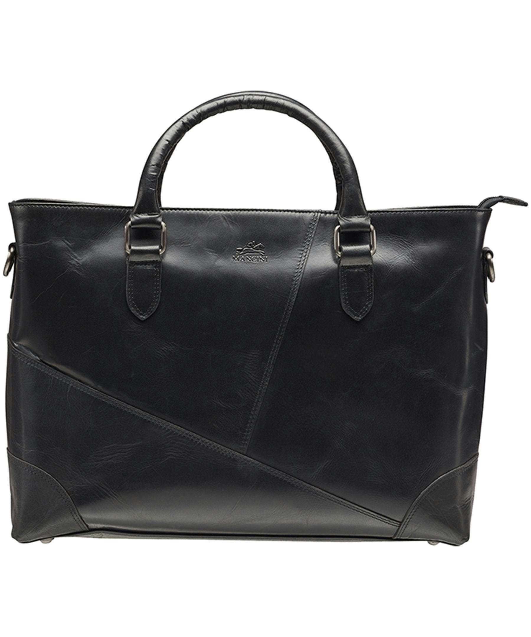 Mancini Leather Goods Unisex Buffalo Laptop Tote Bag Black
