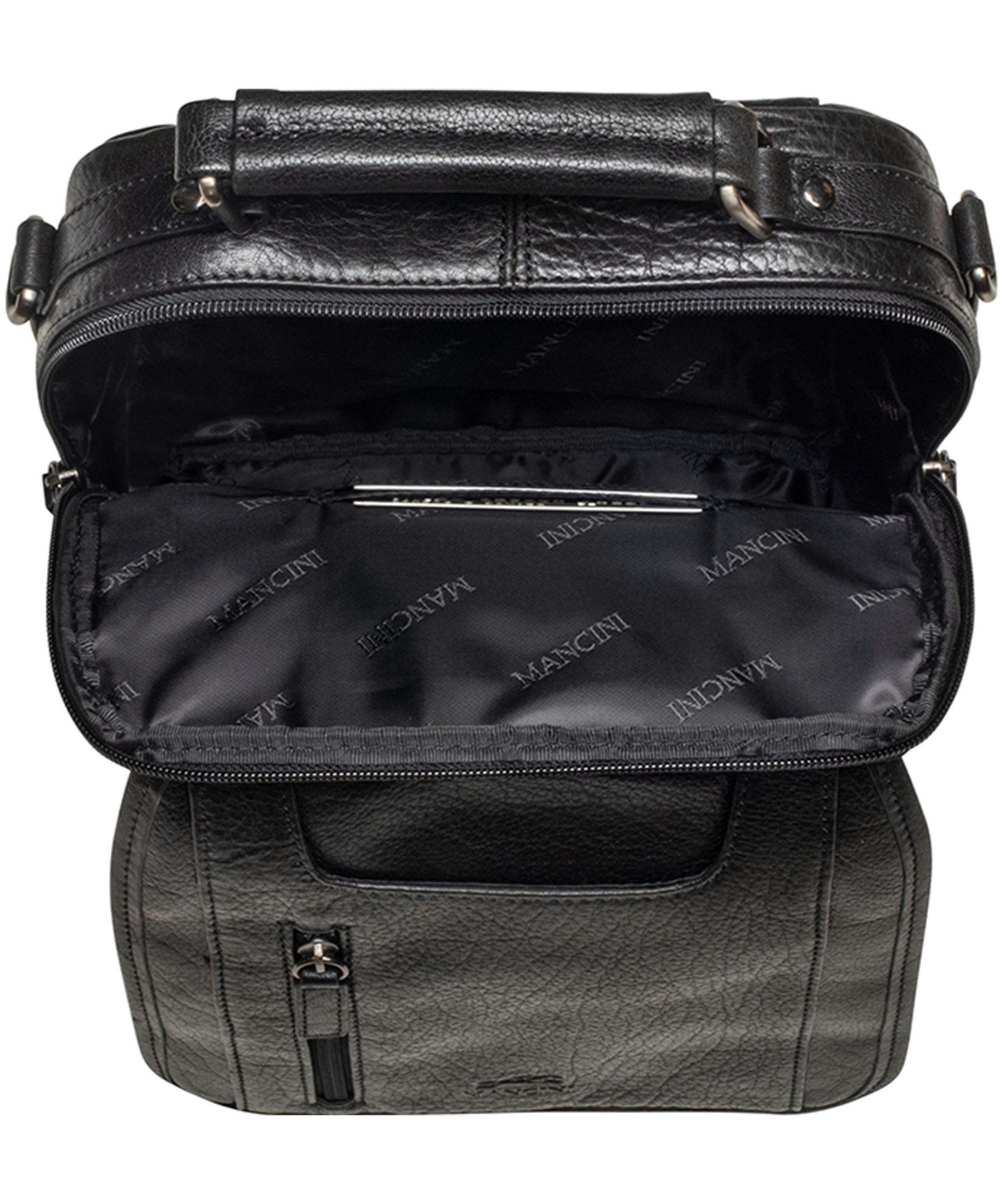 Mancini Leather Goods Unisex Arizona Classic Bag with Removable Straps Black