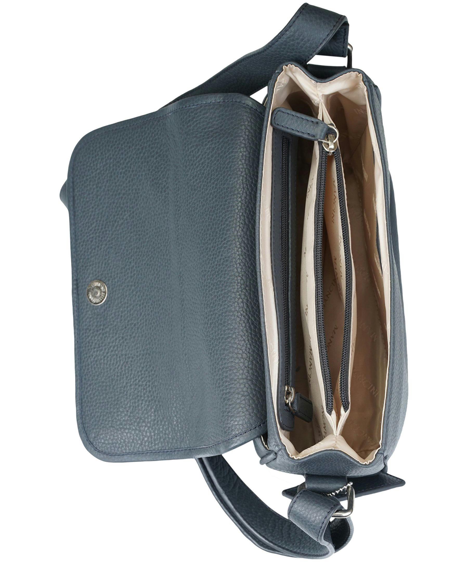 Mancini Leather Goods Women's Pebelled Kemberly Flap Closure Handbag