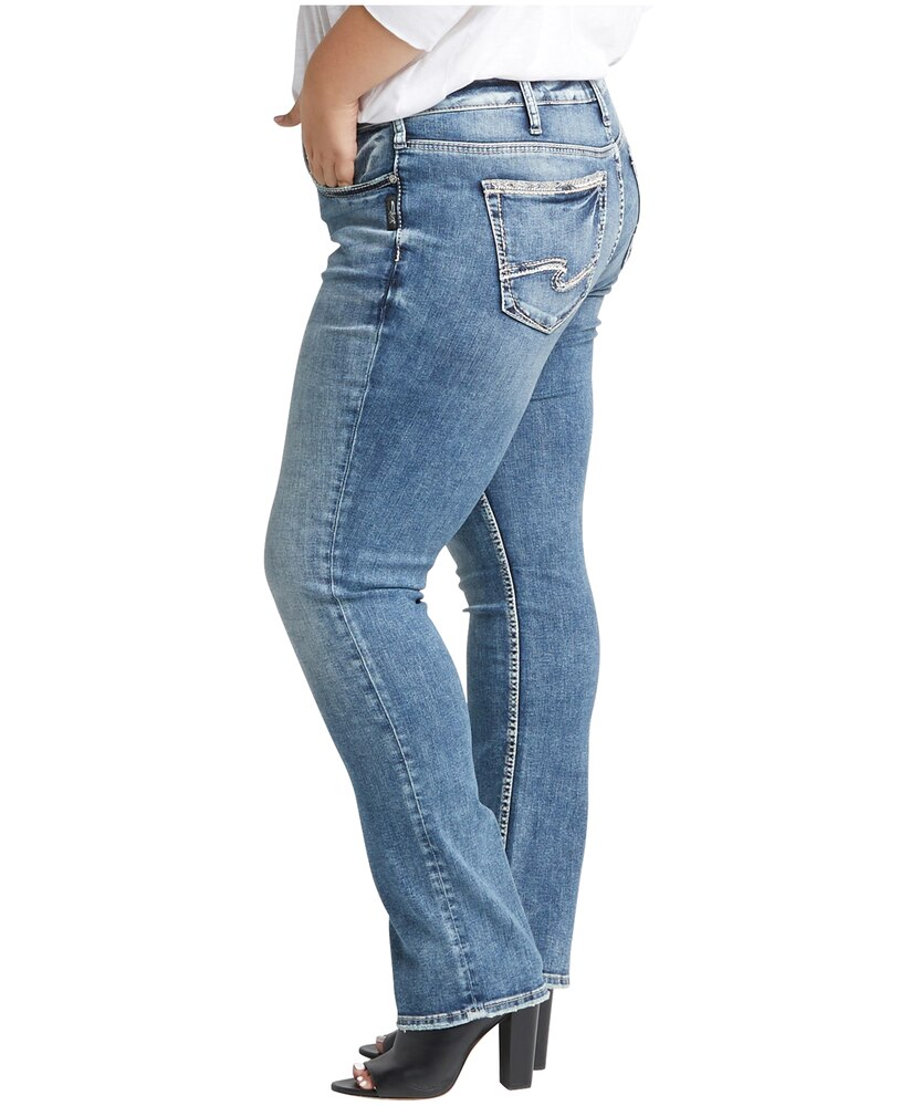 Silver Women's Curvy Suki Mid Rise Straight Leg Jeans - Plus Size