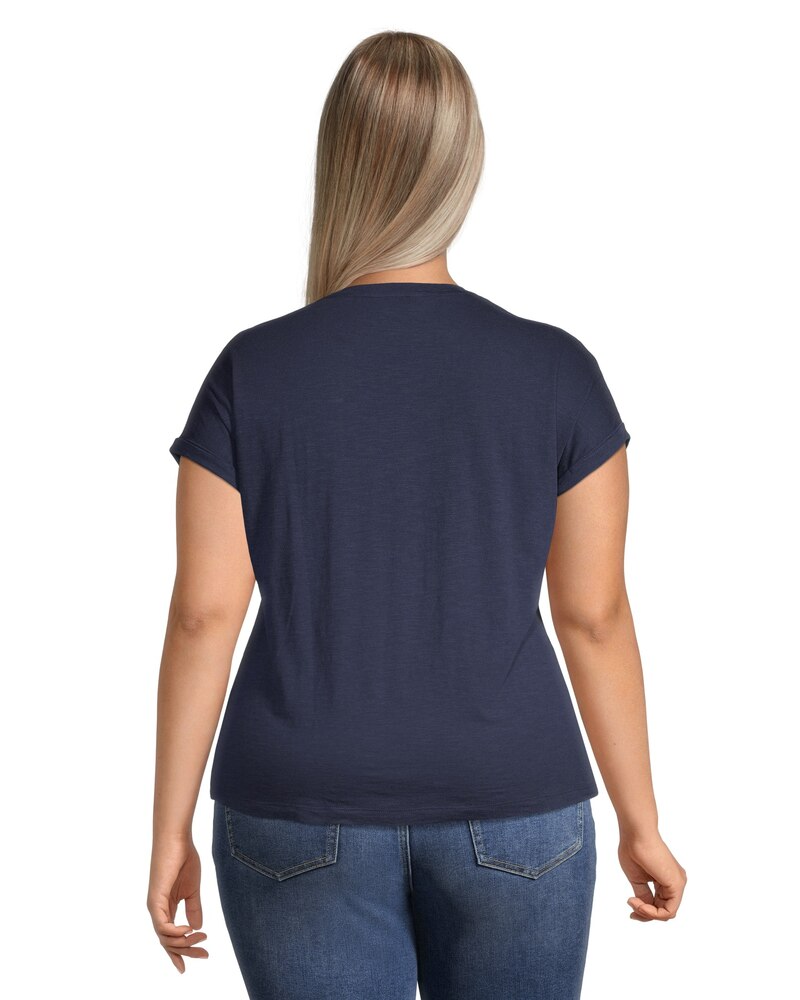 Women's Ruched Semi-Fitted T Shirt with Extended Shoulders