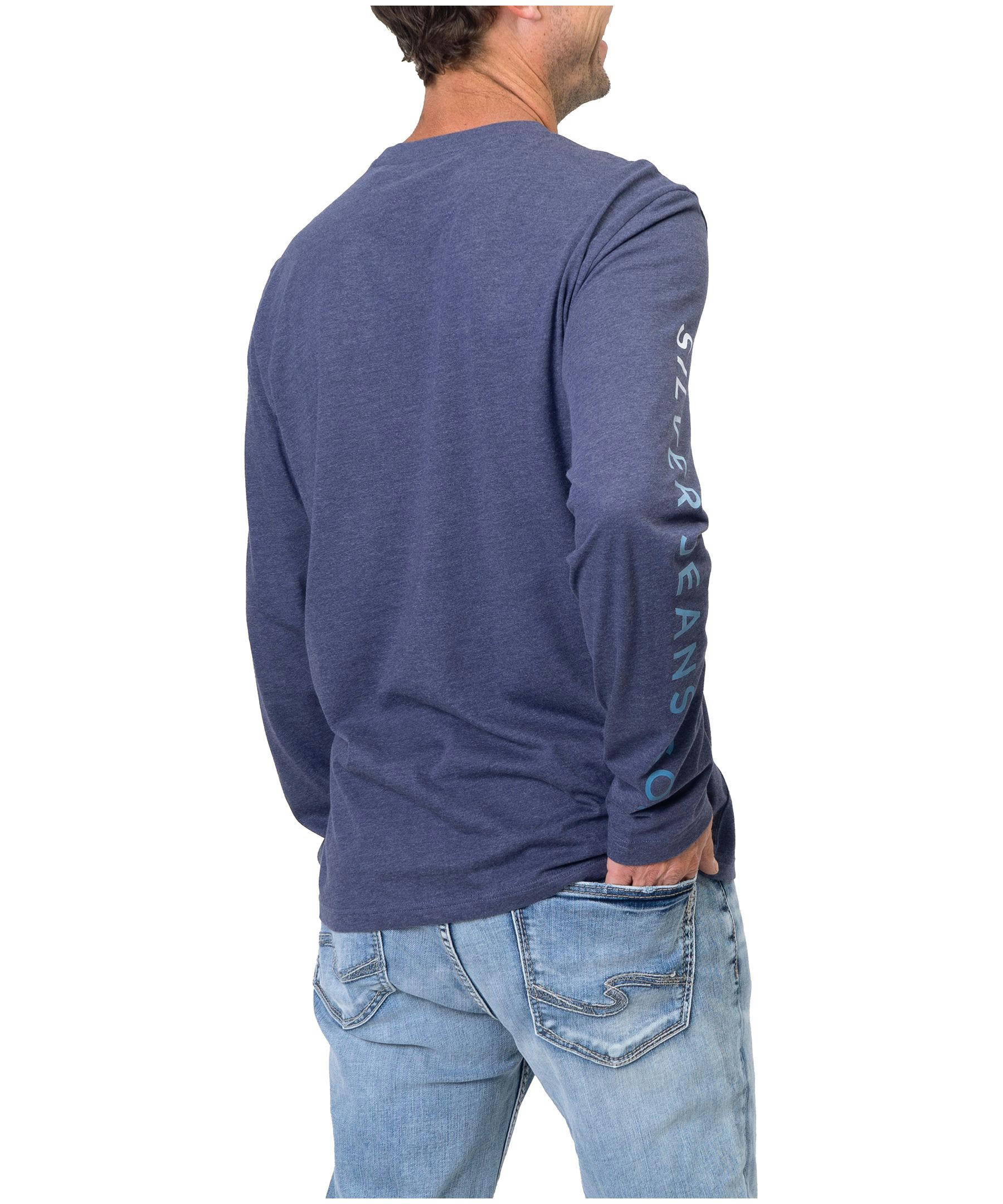 Silver Men's Long Sleeve Logo T Shirt