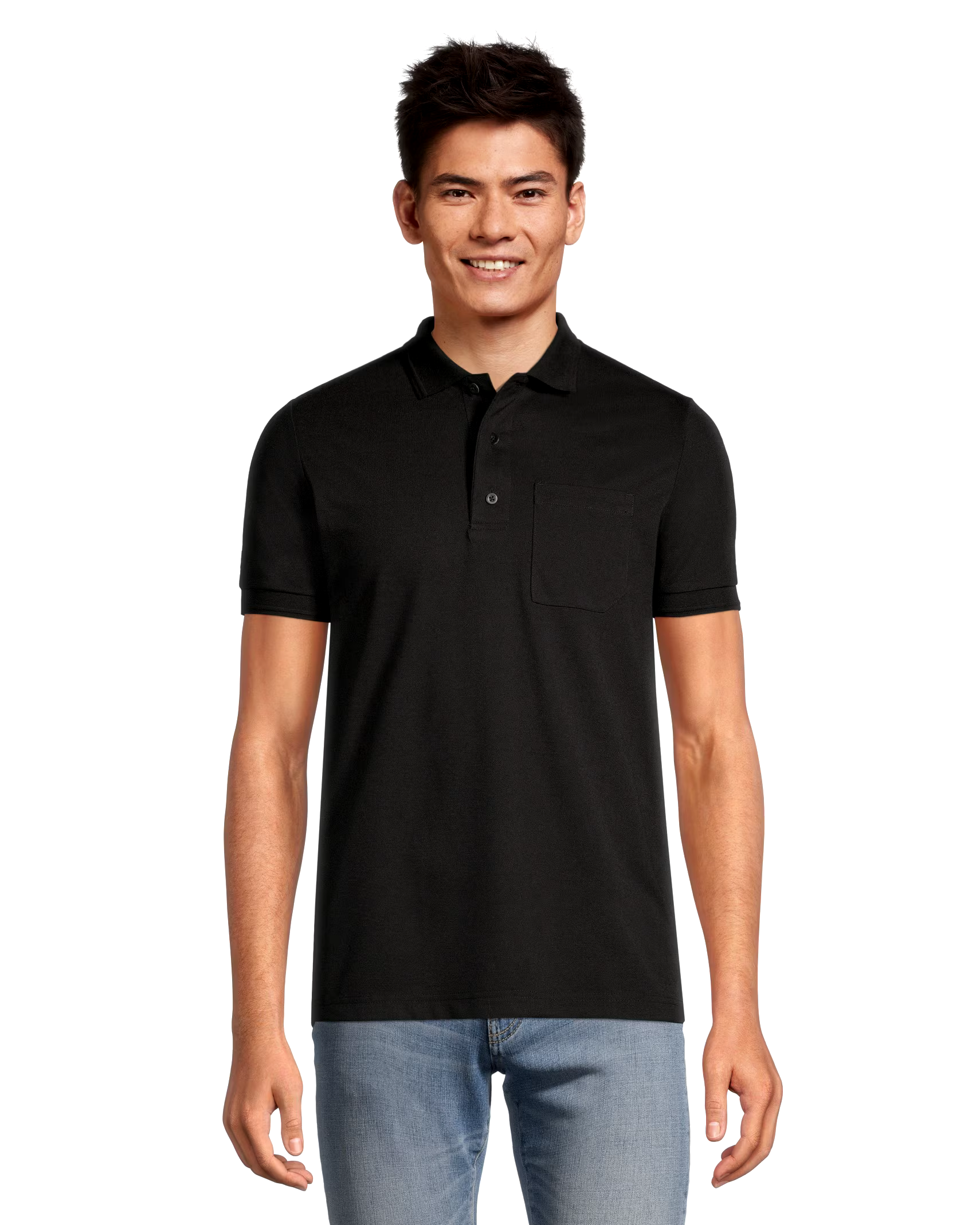 Men's 3 Button Placket Pique Polo Shirt