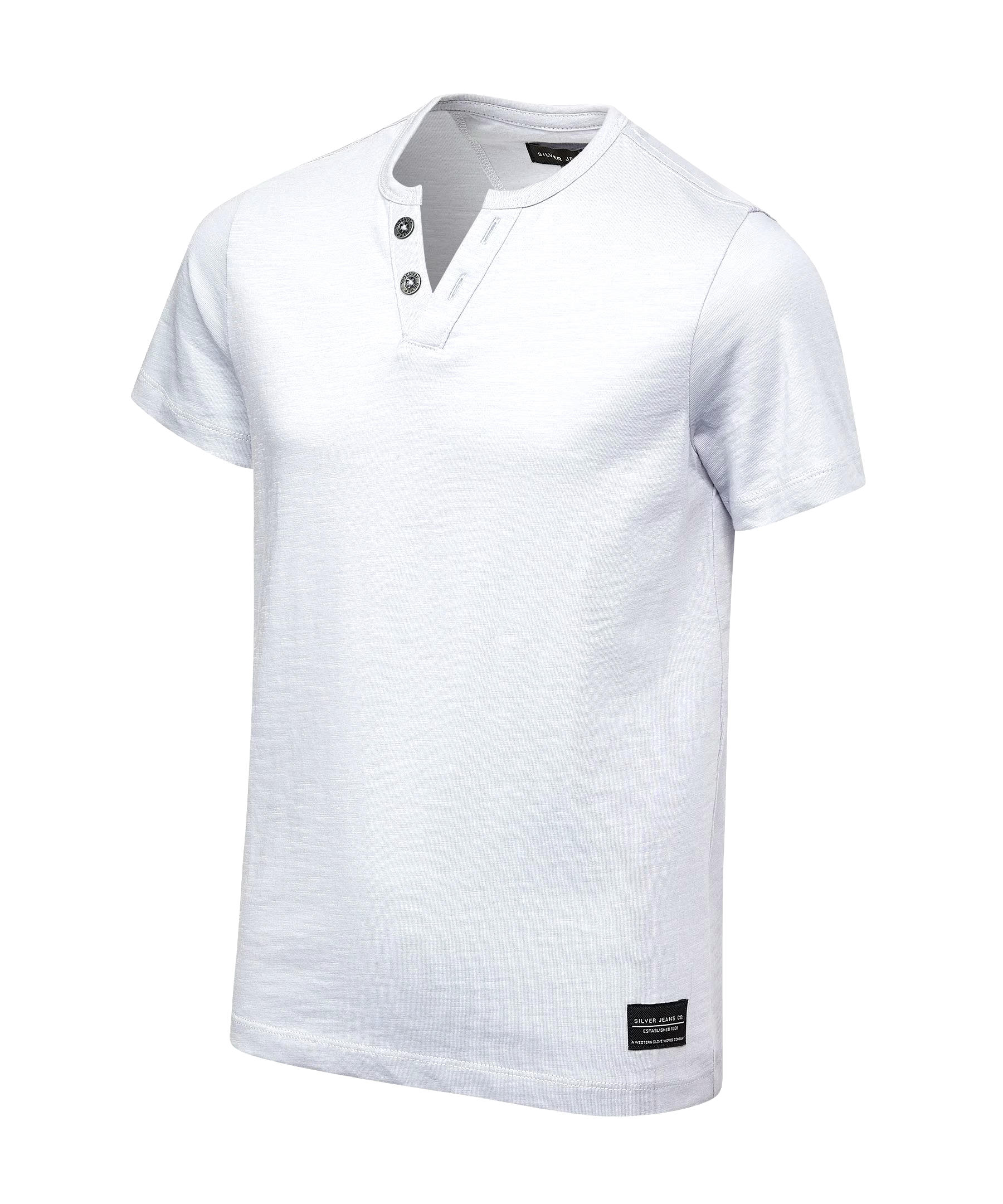 Silver Kids' Unisex Short Sleeve Slub Henley T-Shirt