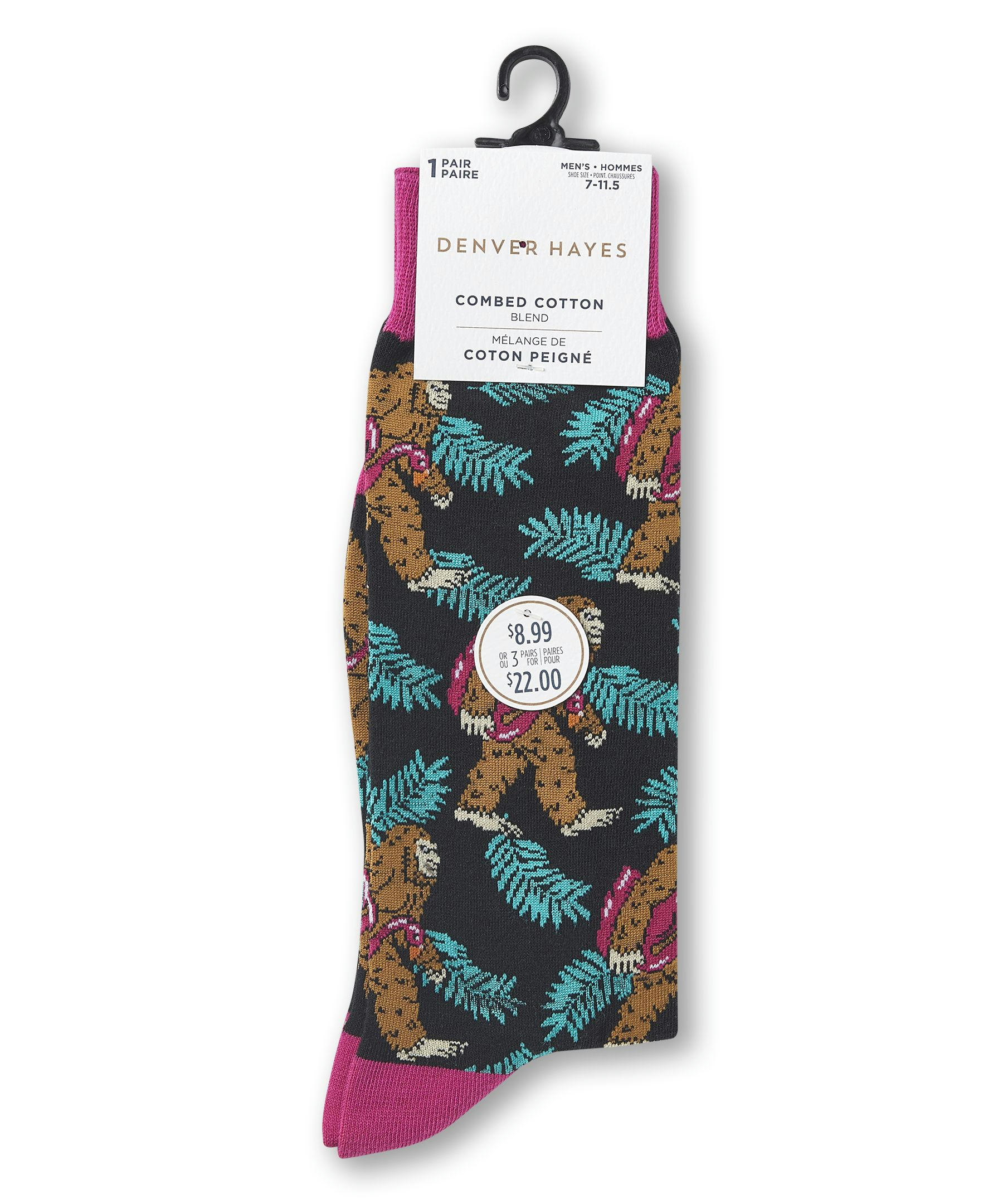 Denver Hayes Men's FRESHTECH® Tropical Pattern Casual Crew Socks