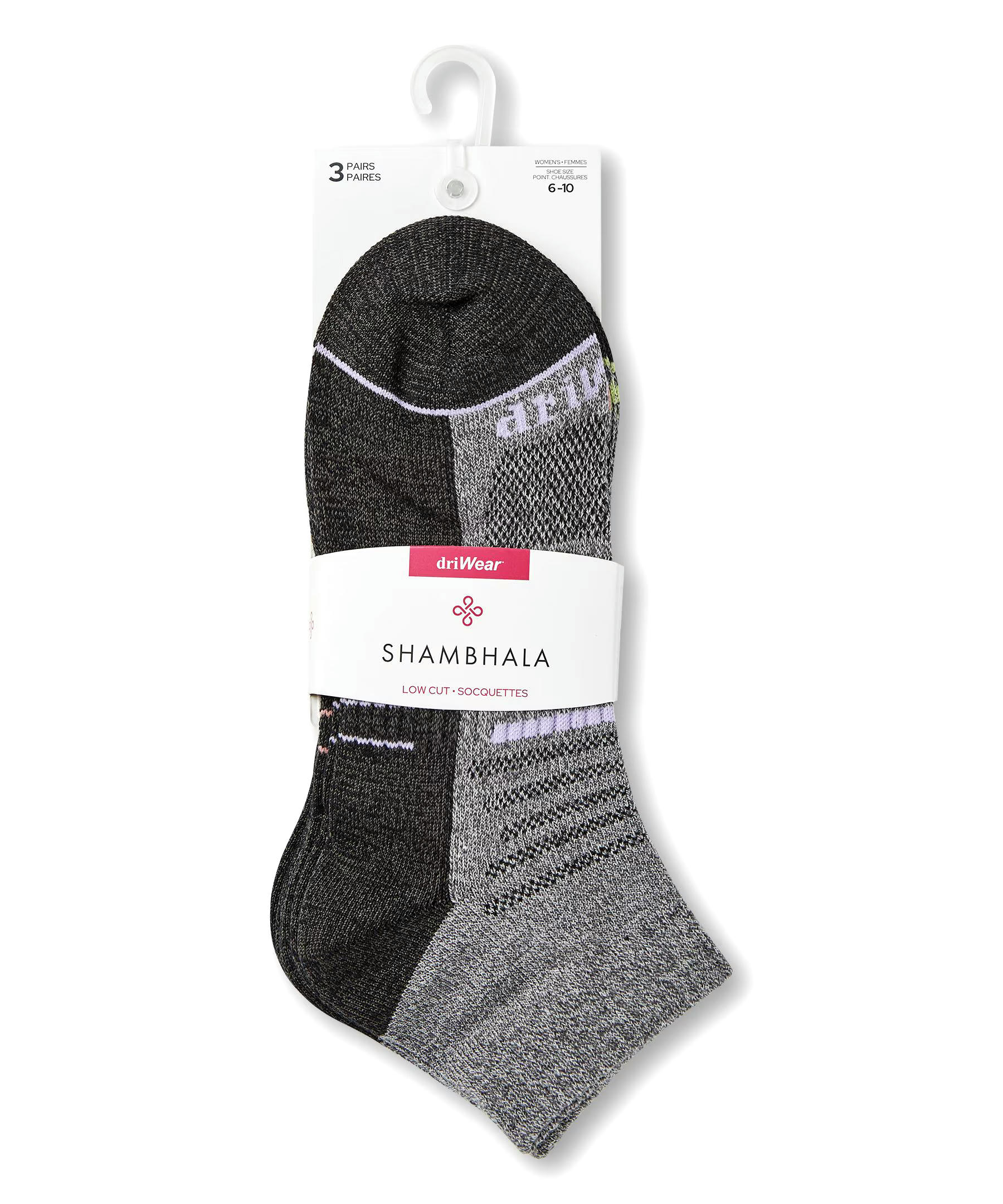 Shambhala Women's Dri-Wear Low Cut Socks, 3 Pack