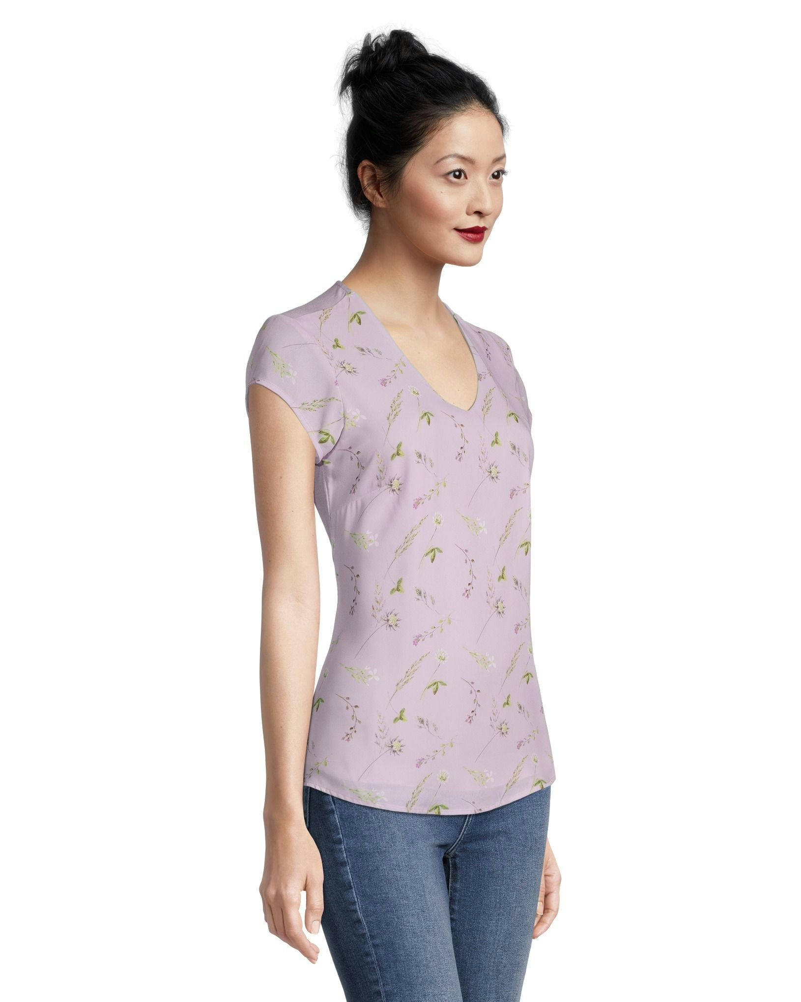 Women's Printed V-Neck Blouse
