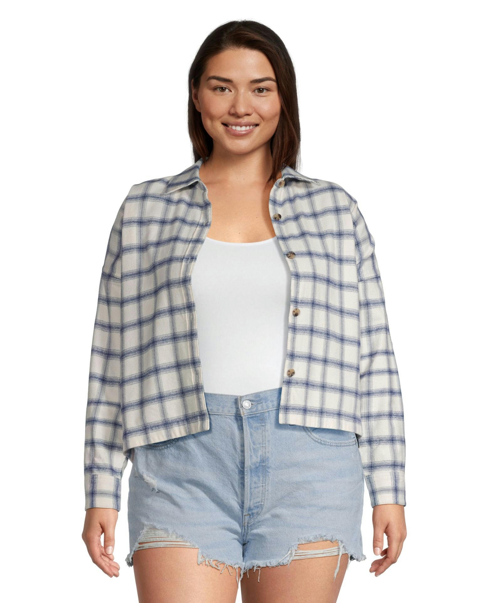FarWest Women's Cropped Flannel Shirt