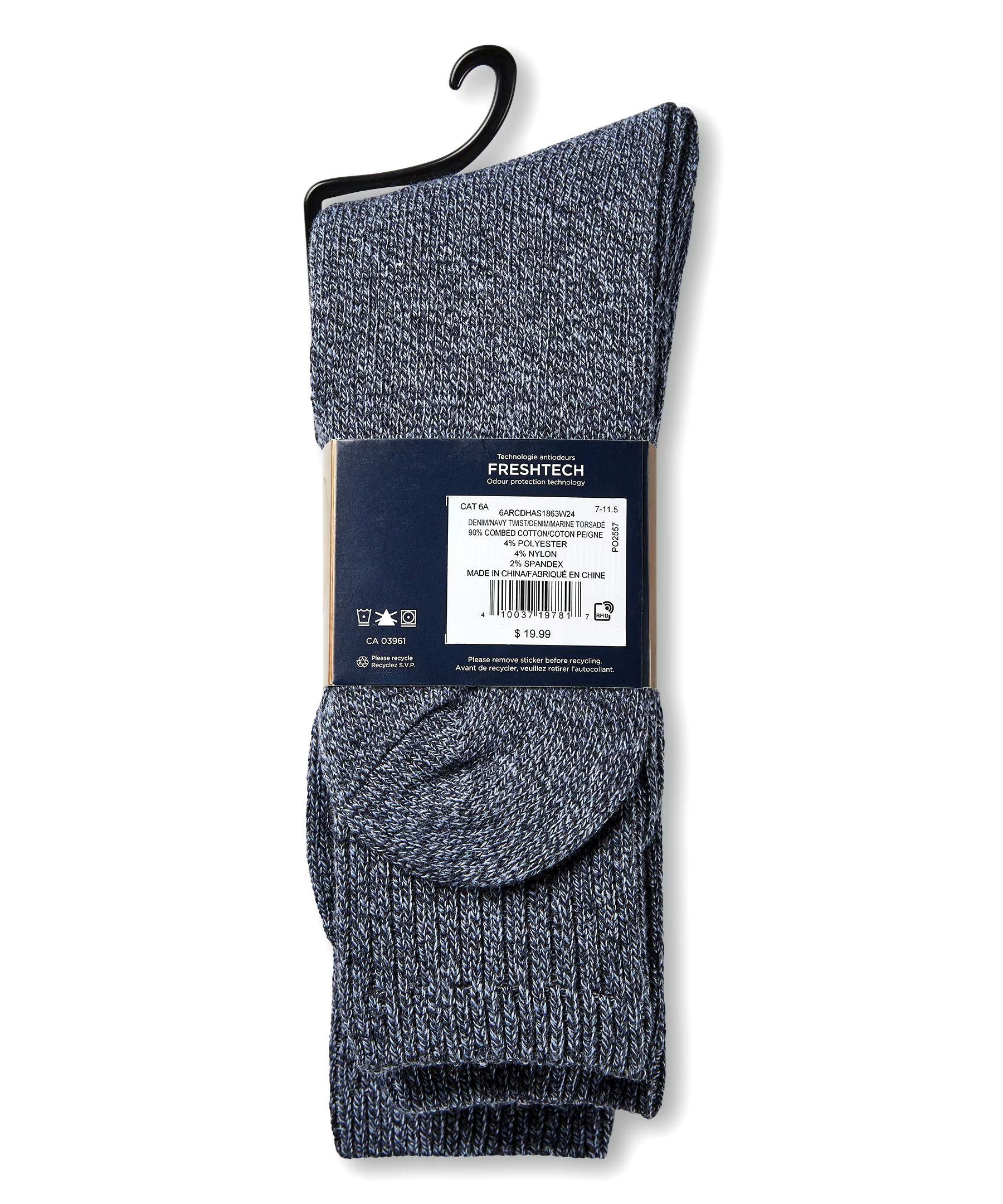 Denver Hayes Men's Casual Rib Socks, 3 Pack