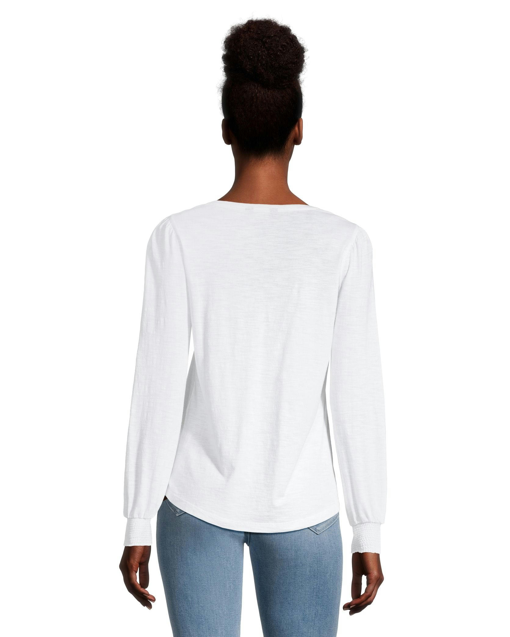 Denver Hayes Women's Semi Fitted Long Sleeve Gathered T Shirt