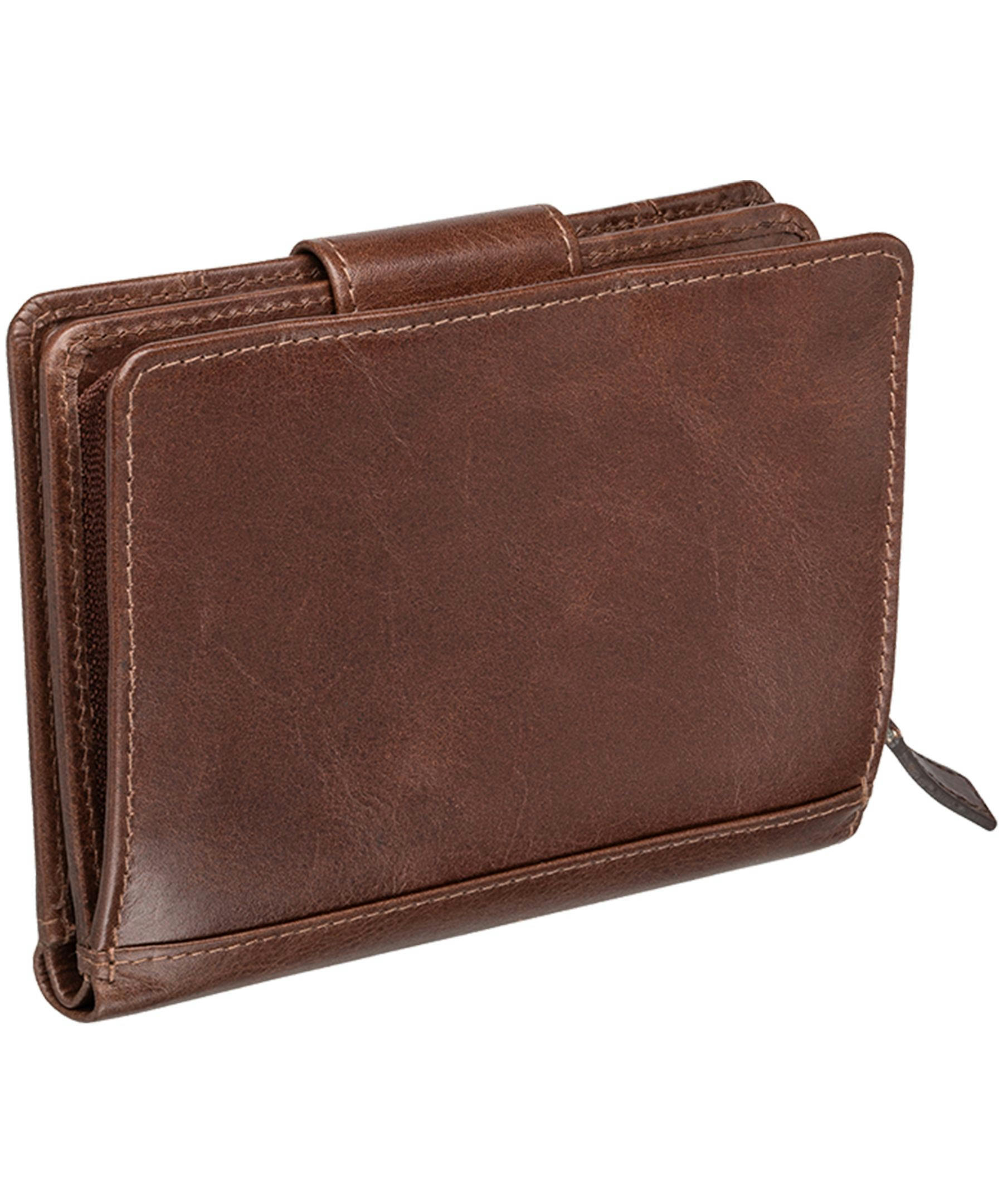 Mancini Leather Goods Women's Casablanca RFID Secure Medium Clutch Wallet Brown