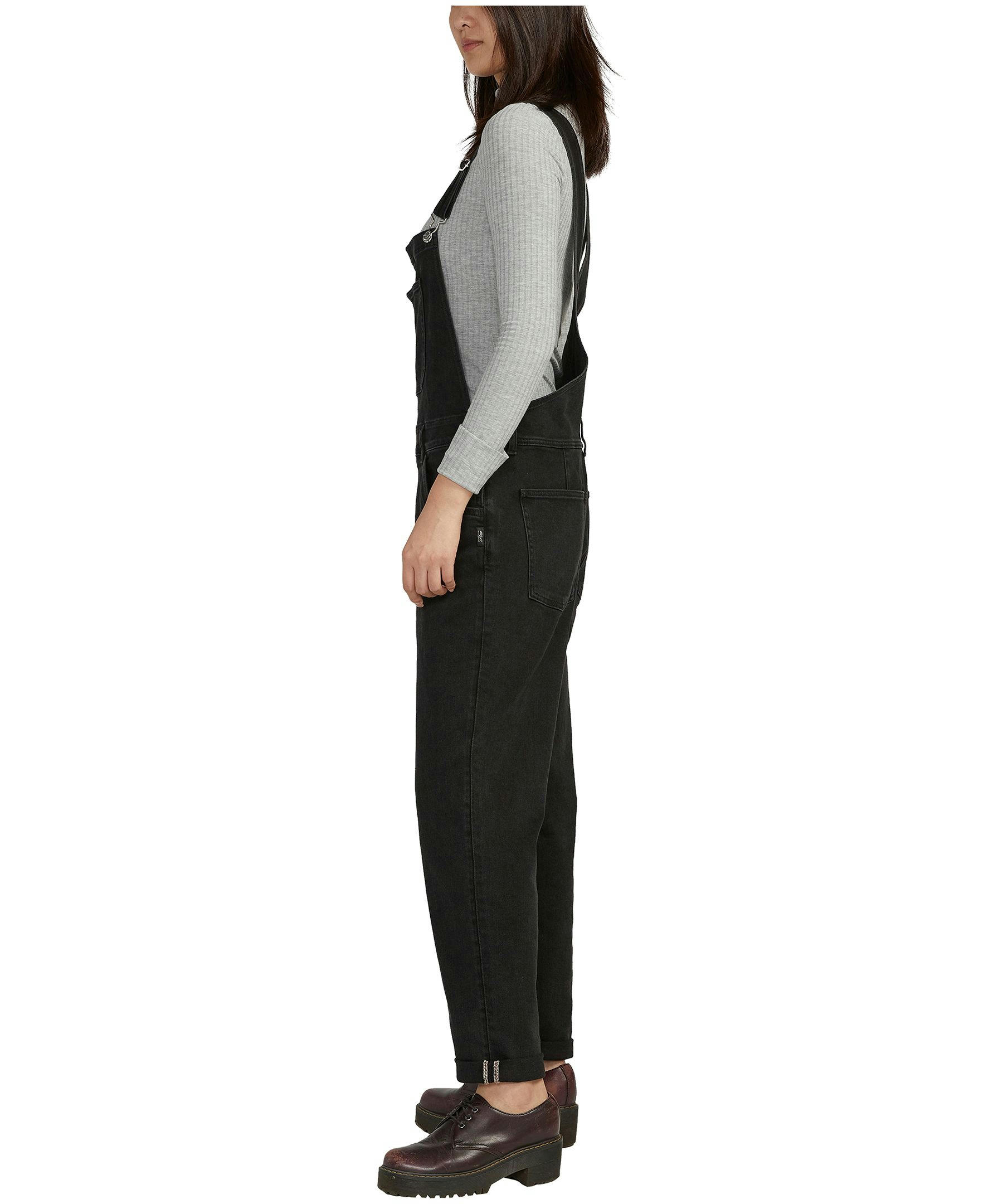 Silver Women's Baggy Fit Straight Leg Denim Overalls