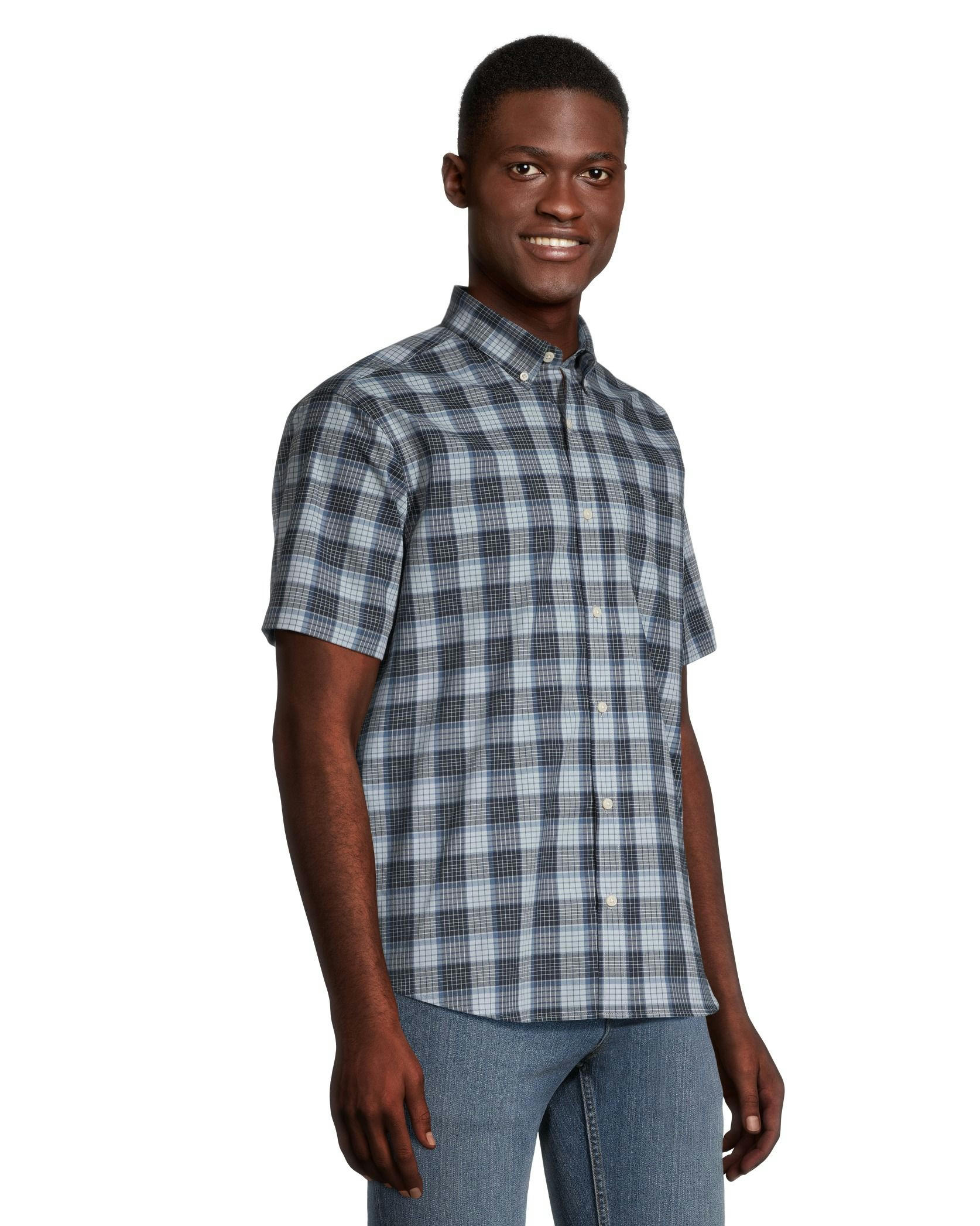 Denver Hayes Men's Plaid Sport Casual Classic Fit Shirt