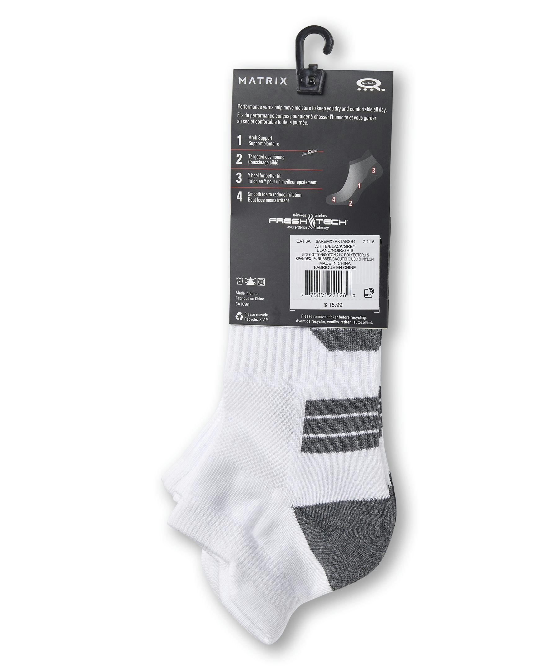 Matrix Men's FRESHTECH® Low Cut with Tab Sport Socks, 3 Pack