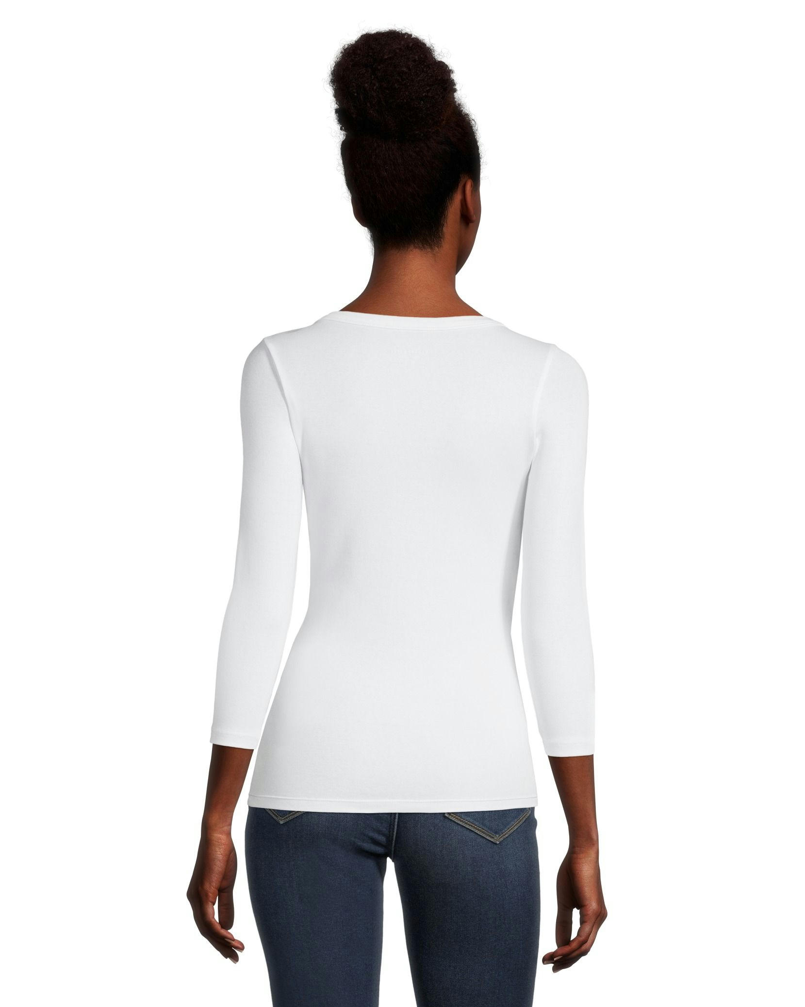 Women's Three-Quarter Sleeve Fitted Henley T Shirt