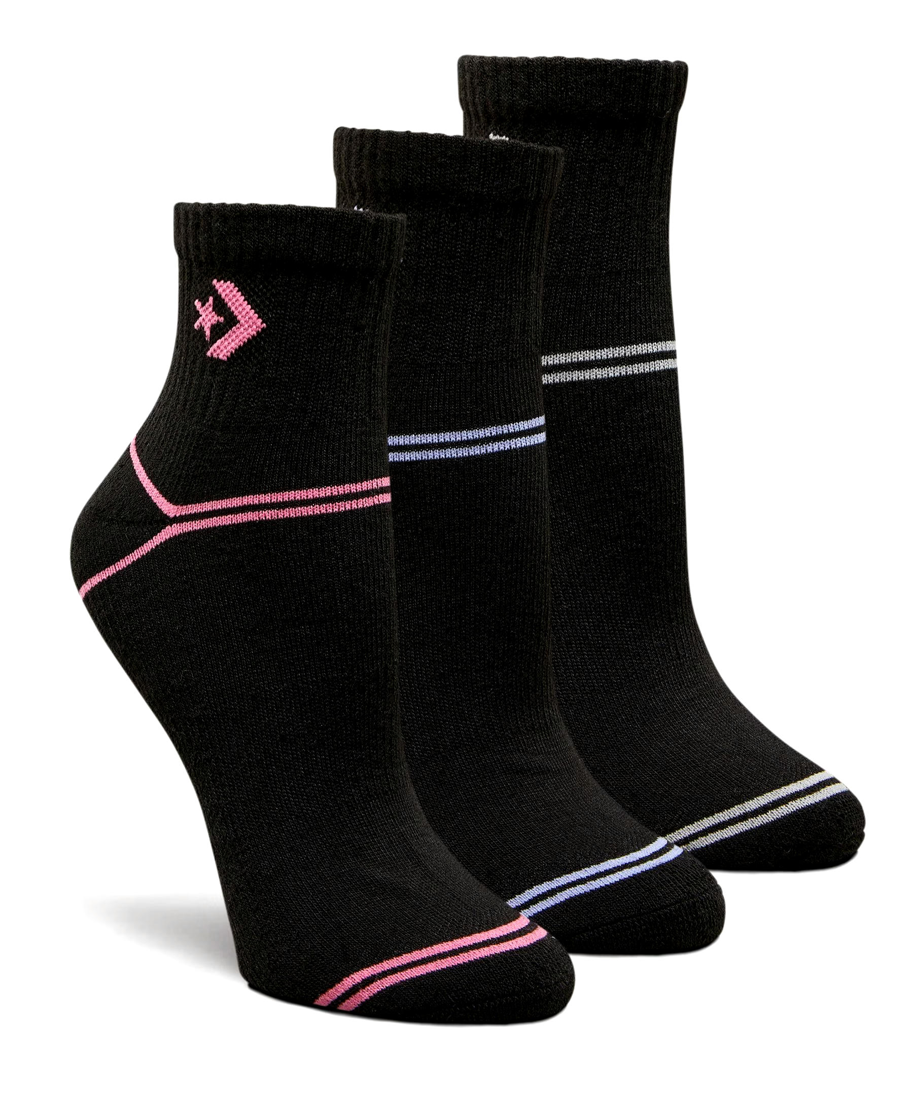 Women's 3 Pack Short Quarter Crew Socks with Arch Support
