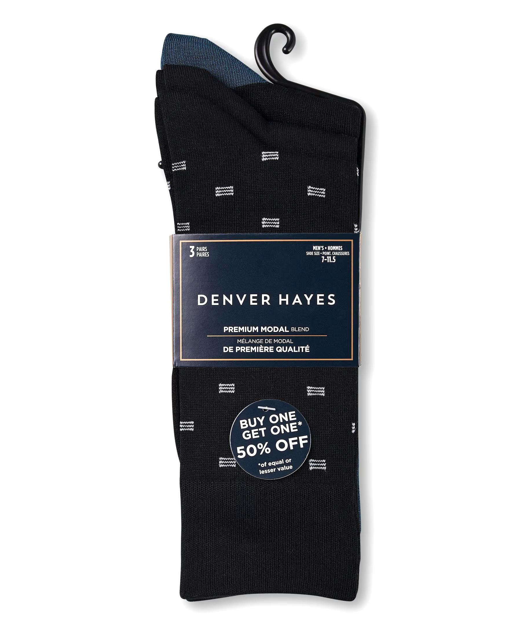 Denver Hayes Men's Casual Crew Socks, 3 Pack