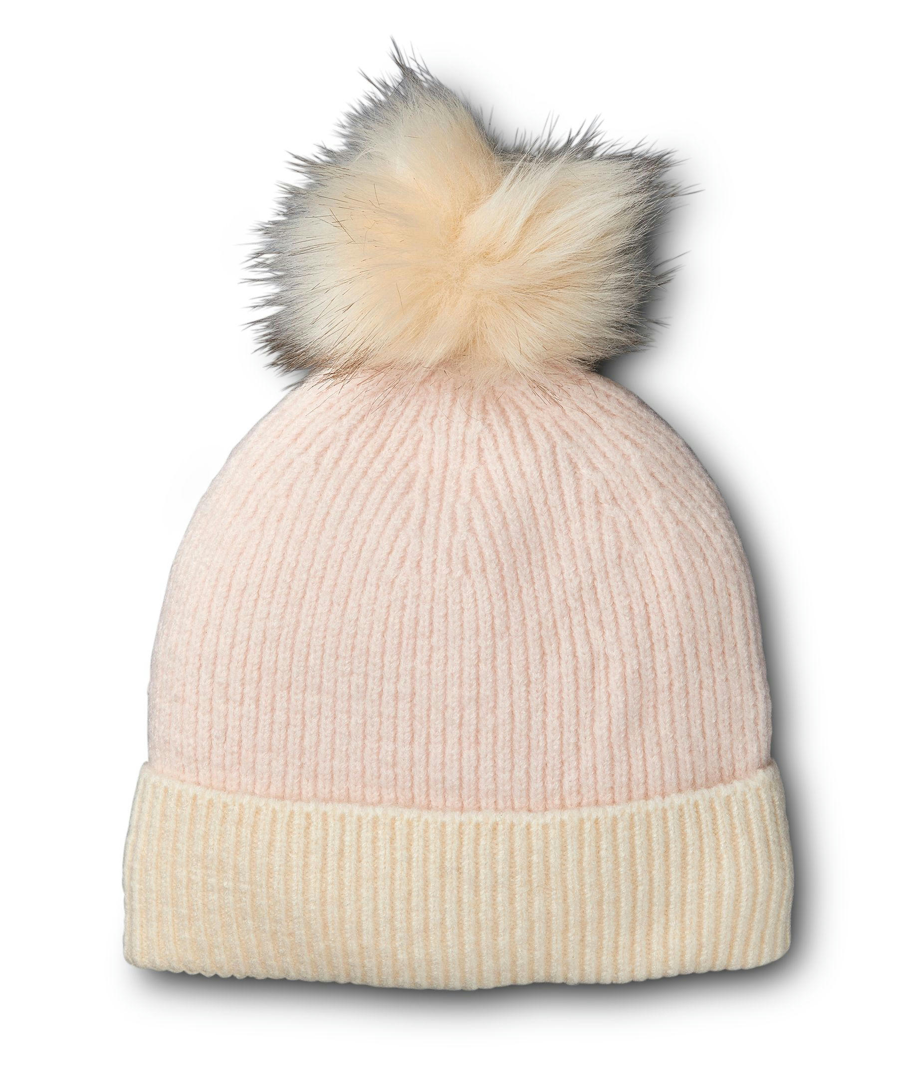 Denver Hayes Women's Fine Knit Cuff Toque with Faux Fur Pom