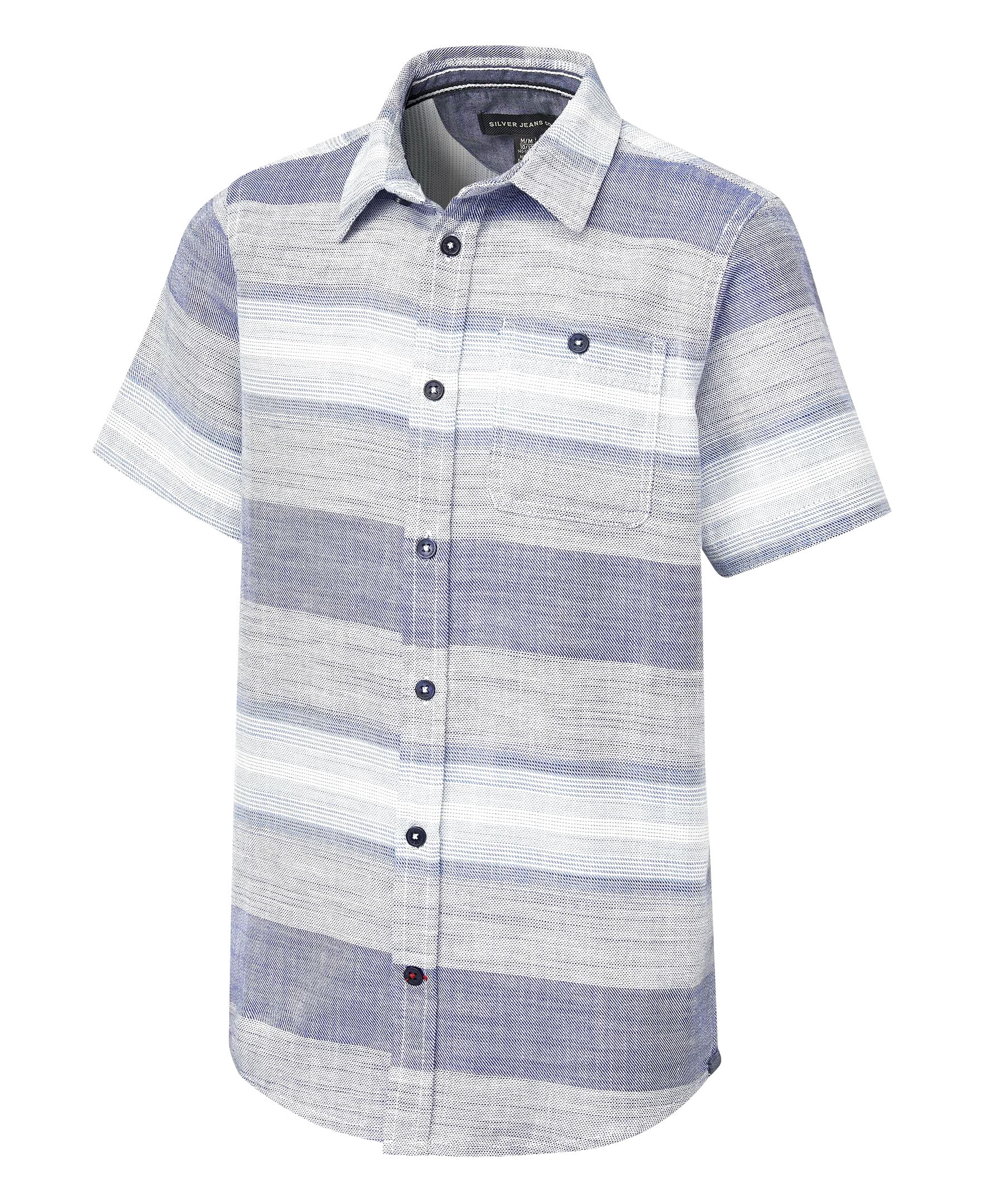 Silver Kids' Unisex Striped Pocket T Shirt