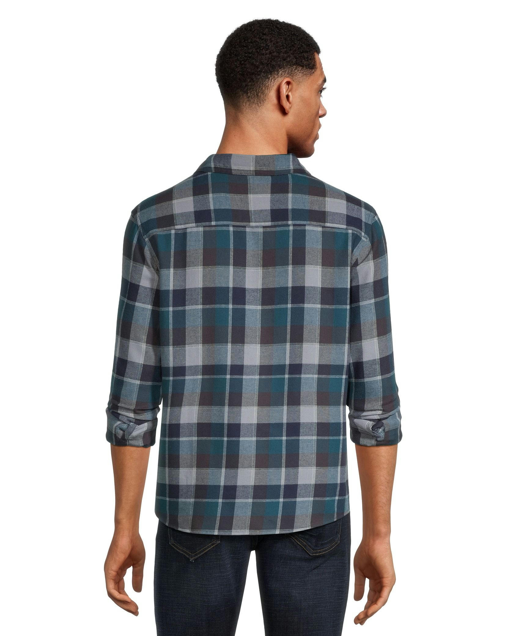 Boston Traders Men's Double Brushed Long Sleeve Snap Flannel Shirt