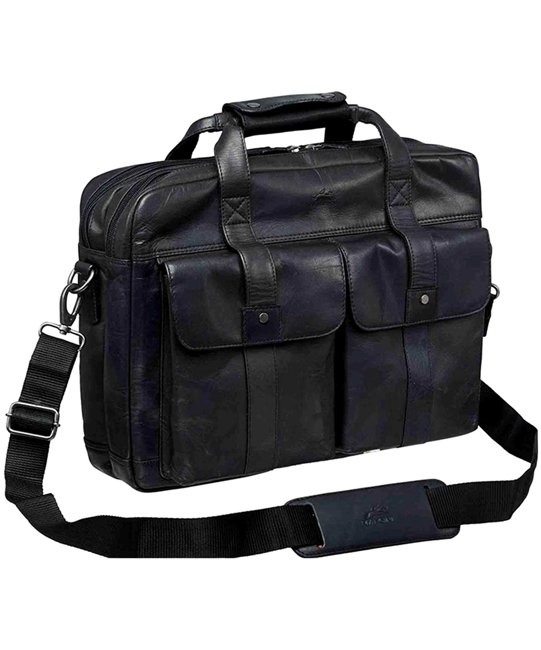 Mancini Leather Goods Men's Buffalo Laptop Briefcase Black