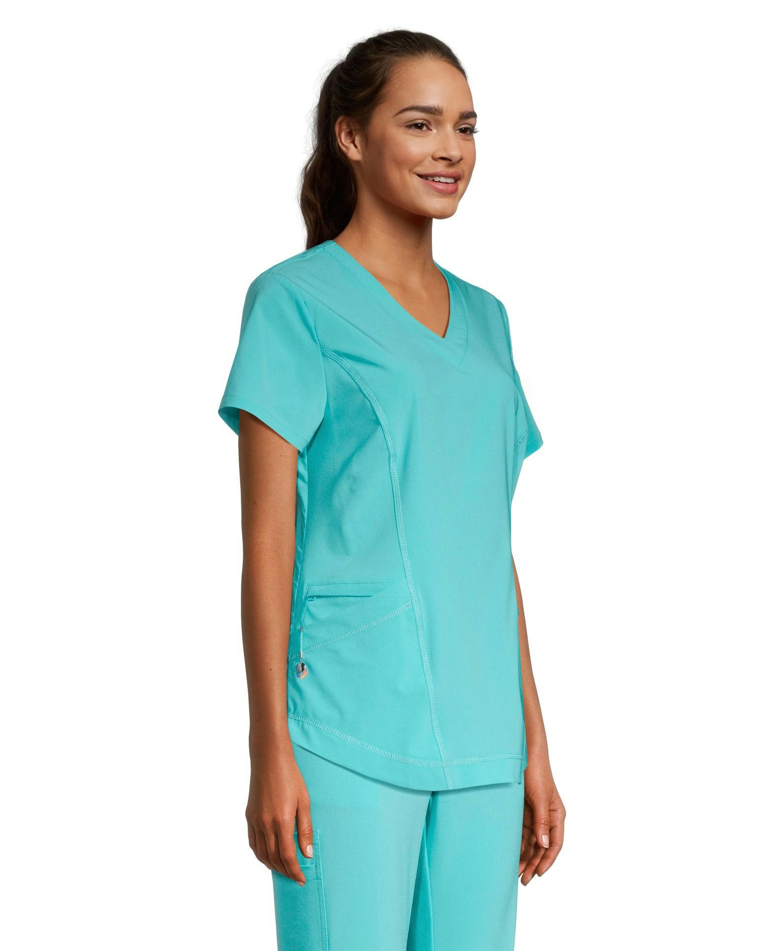 Scrubletics Women's V-Neck Curved Hem Scrub Top