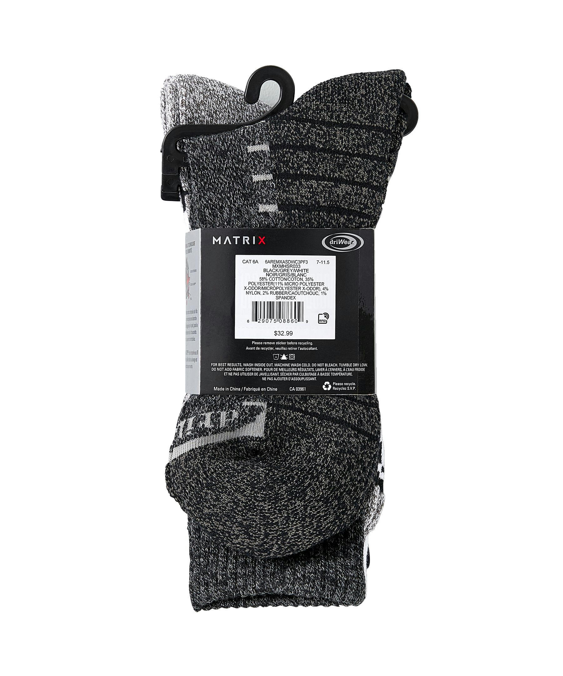 Matrix Men's Driwear 3-Pack Crew Sport Socks