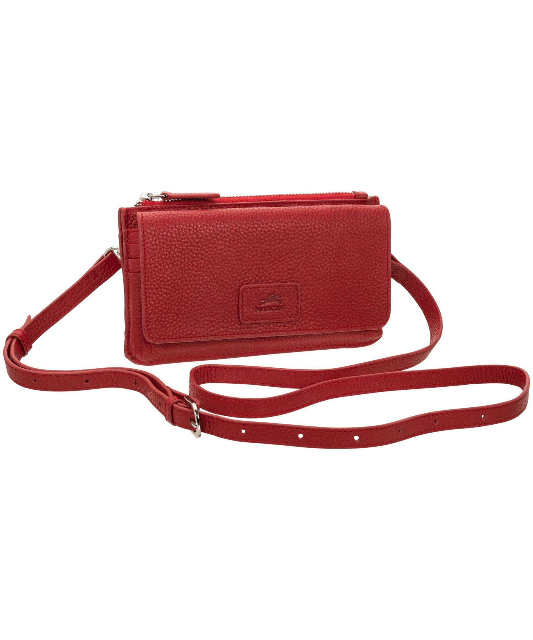 Mancini Leather Goods Women's Pebelled RFID Secure Crossbody Wallet