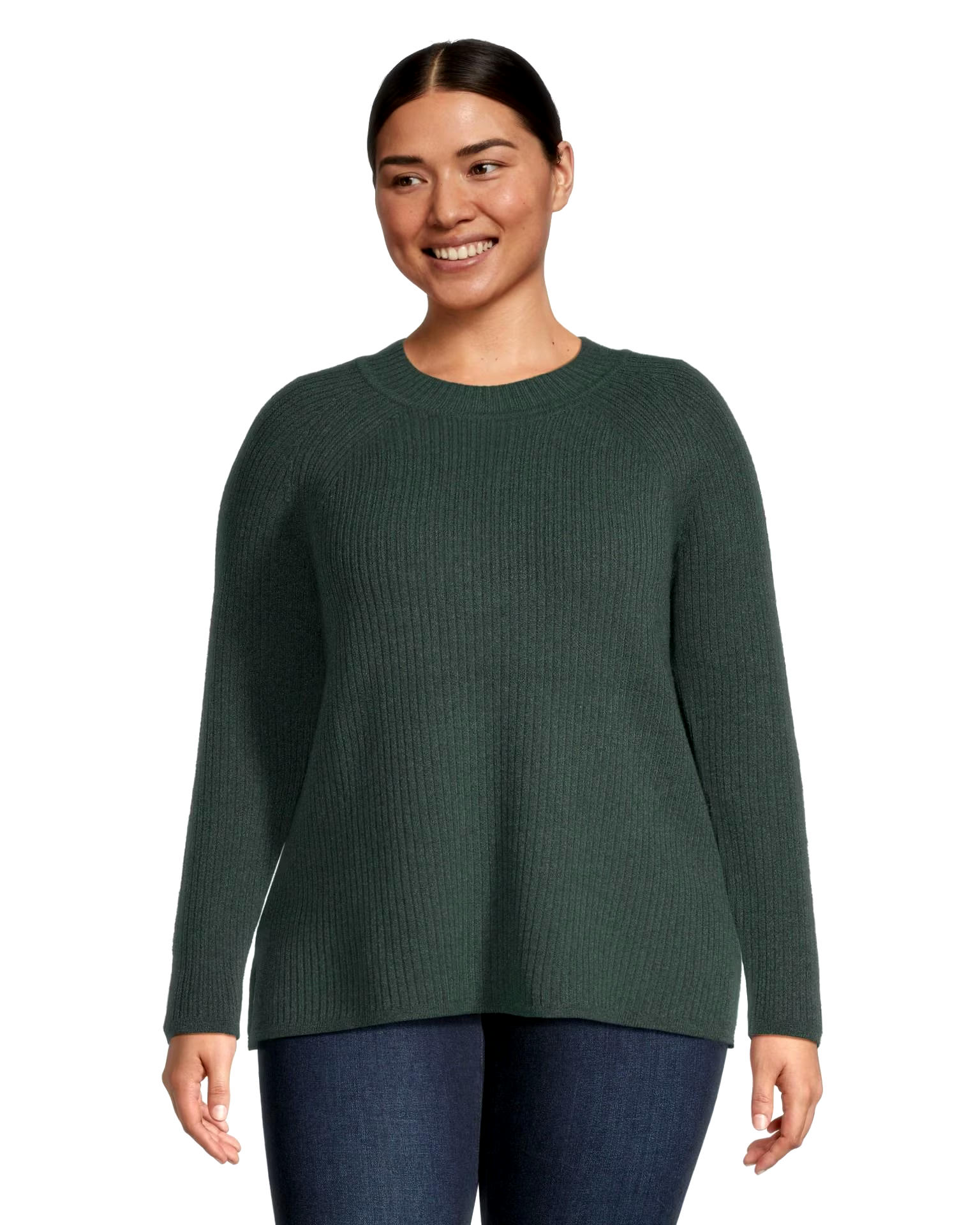 Denver Hayes Women's Semi Fitted Cozy Ribbed Crewneck Pullover