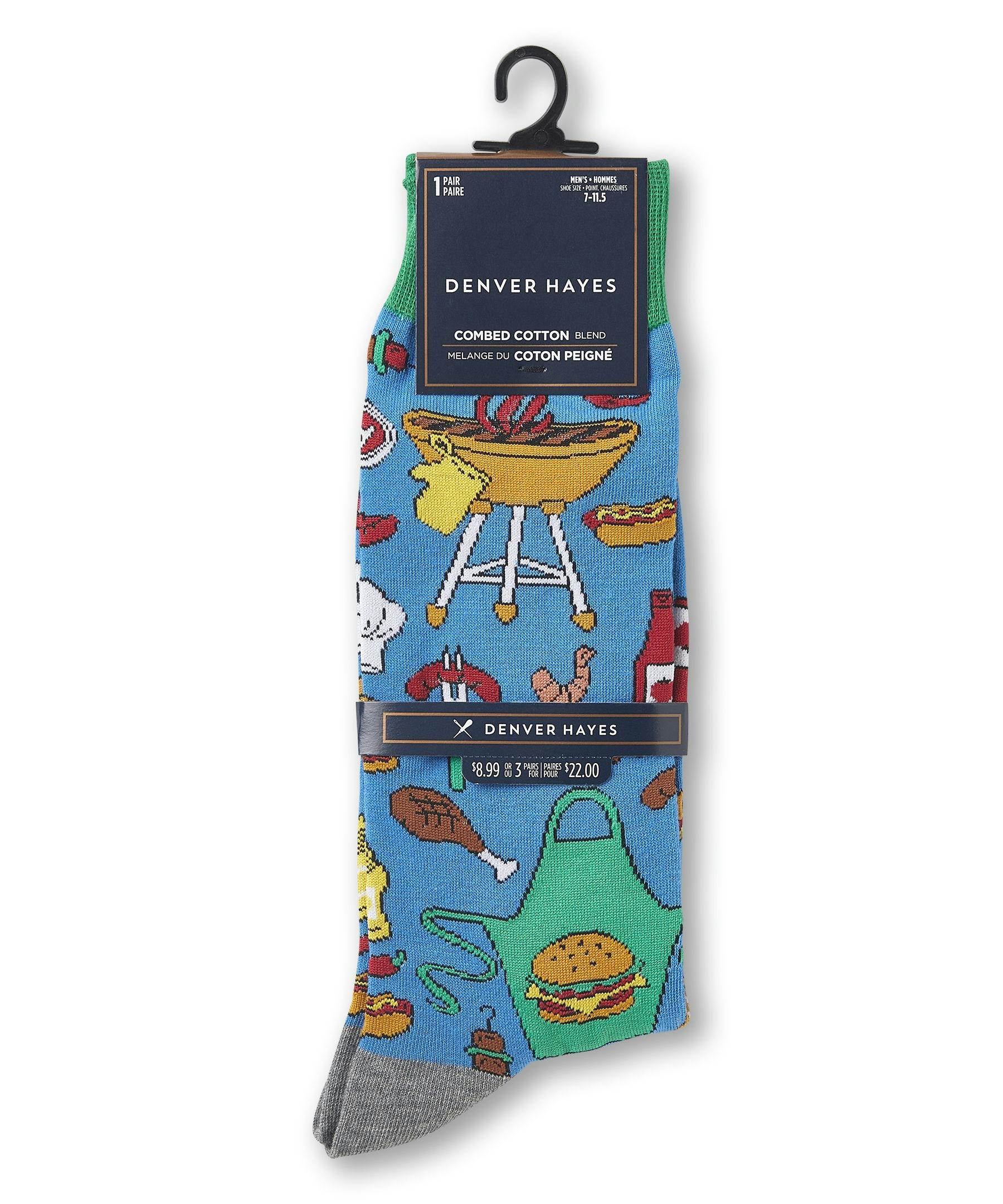 Denver Hayes Men's FRESHTECH® Novelty Food Pattern Casual Crew Socks