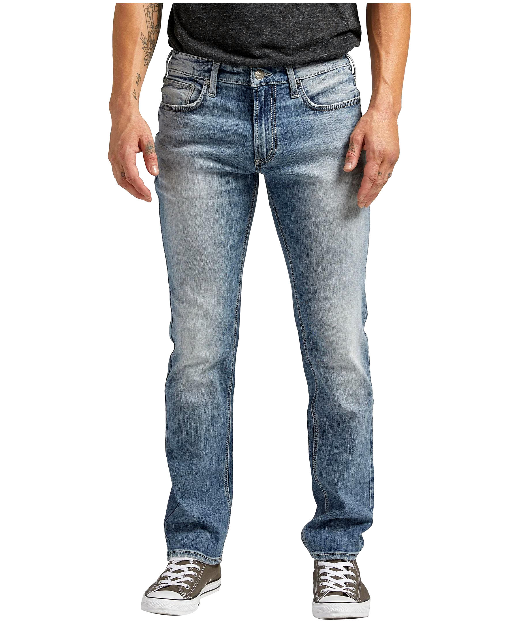 Silver Men's Allan Faux Flap Mid Rise Slim Jeans