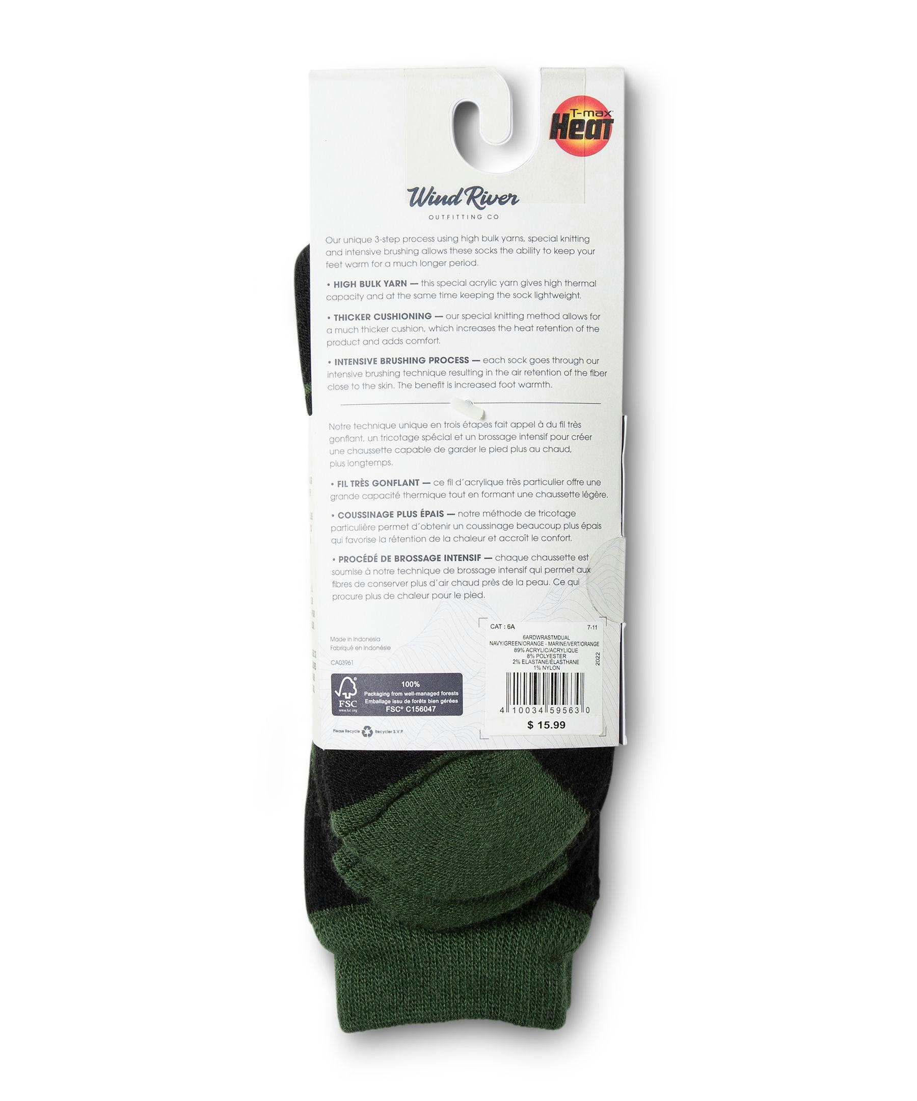 WindRiver Men's T-Max Heat Dual Layer Thermal Boot Socks