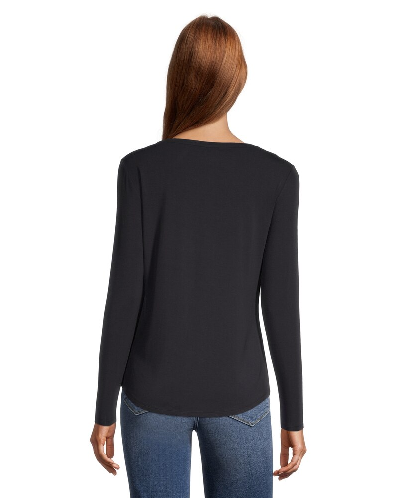 Denver Hayes Women's Long Sleeve Relaxed Fit Scoop Neck T Shirt