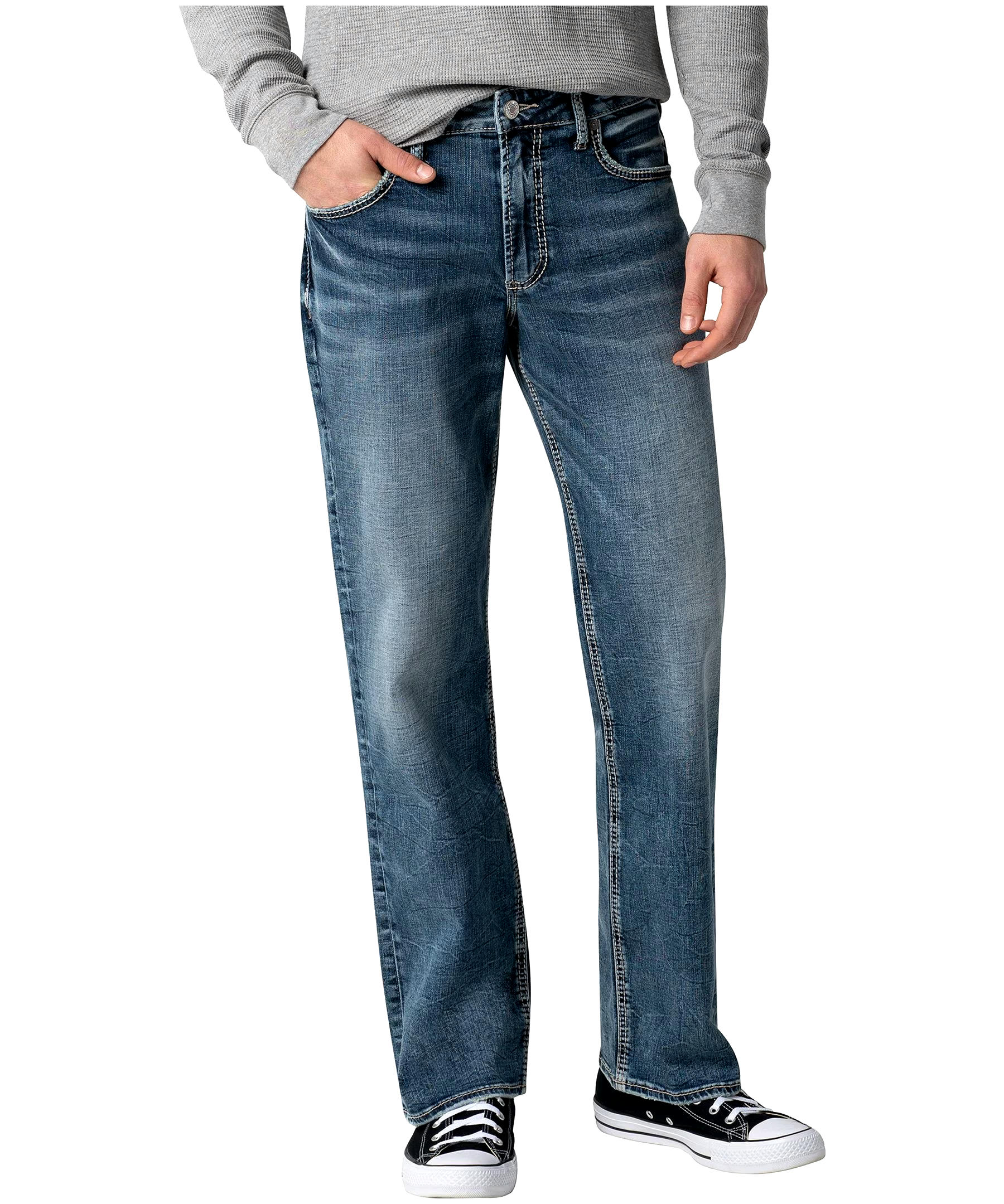 Silver Men's Gordie Loose Fit Straight Leg Jeans - Medium Indigo Wash