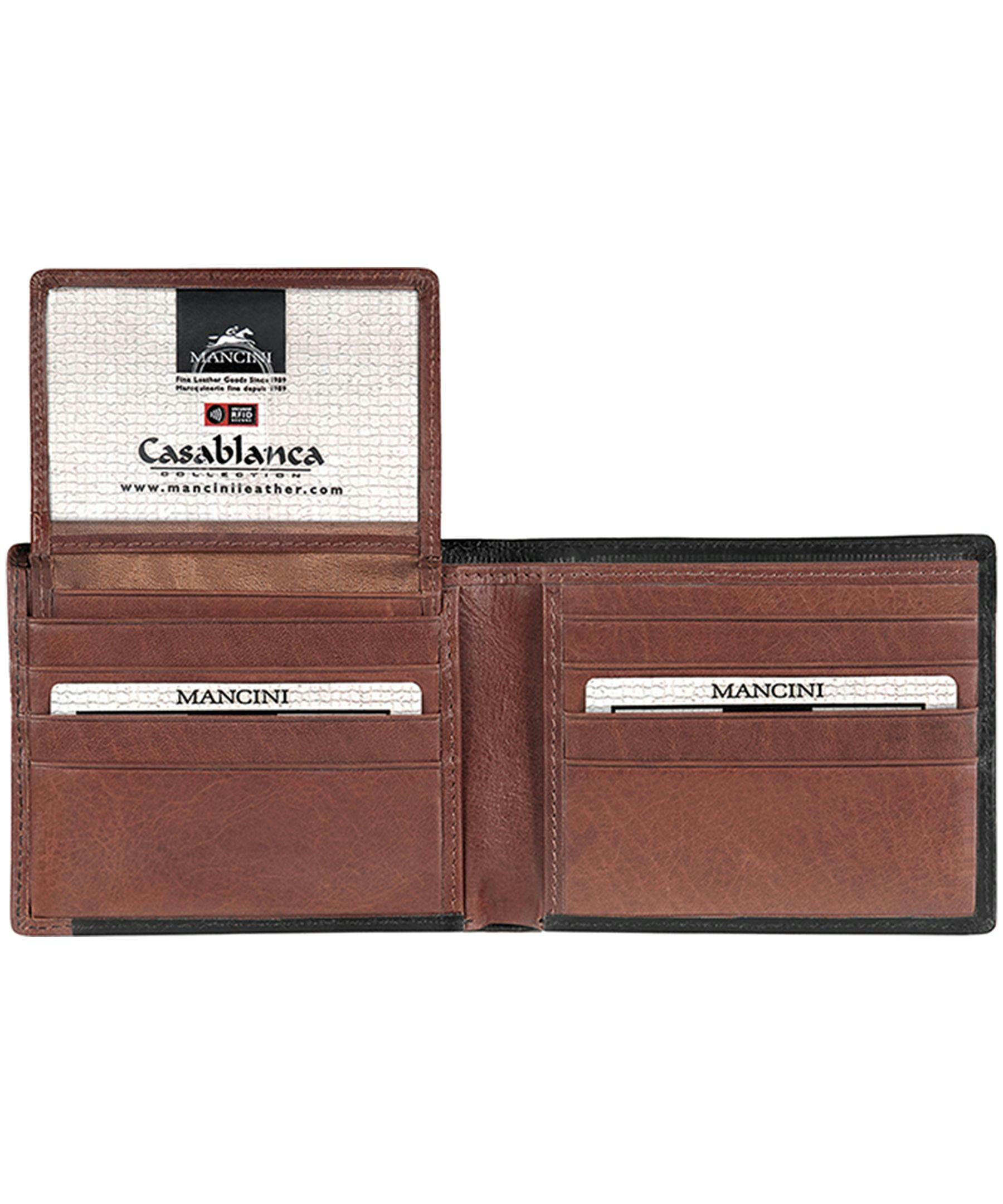 Mancini Leather Goods Men's Casablanca RFID Secure Billfold Wallet Brown