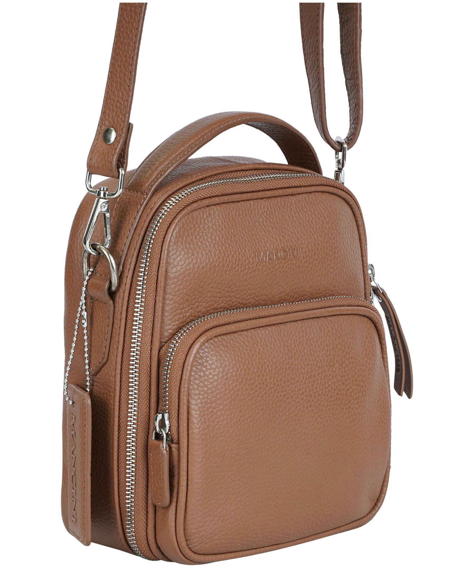 Mancini Leather Goods Women's Pebelled Daisy North/South Crossbody Bag