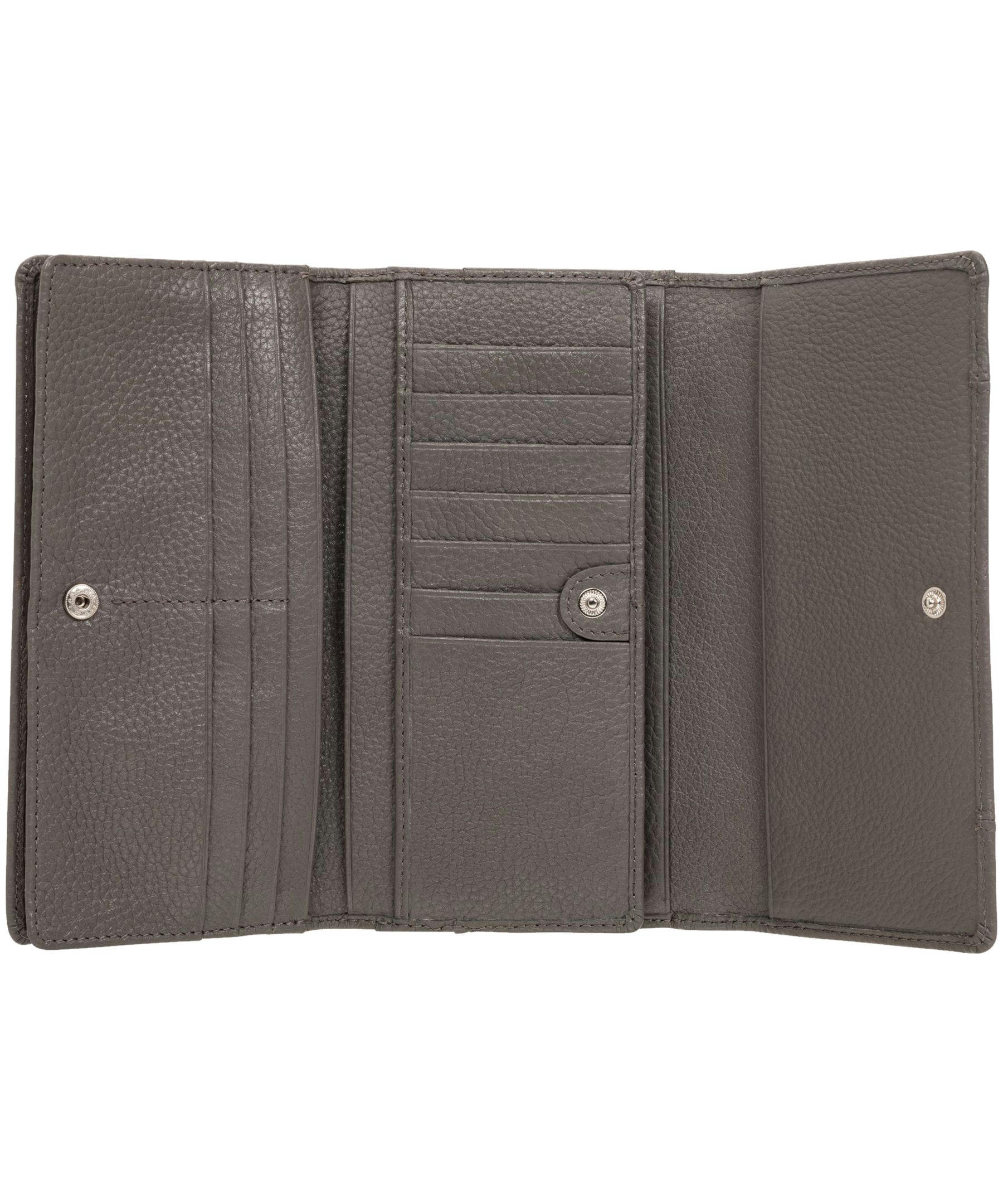 Mancini Leather Goods Women's Pebelled RFID Secure Trifold Wing Wallet