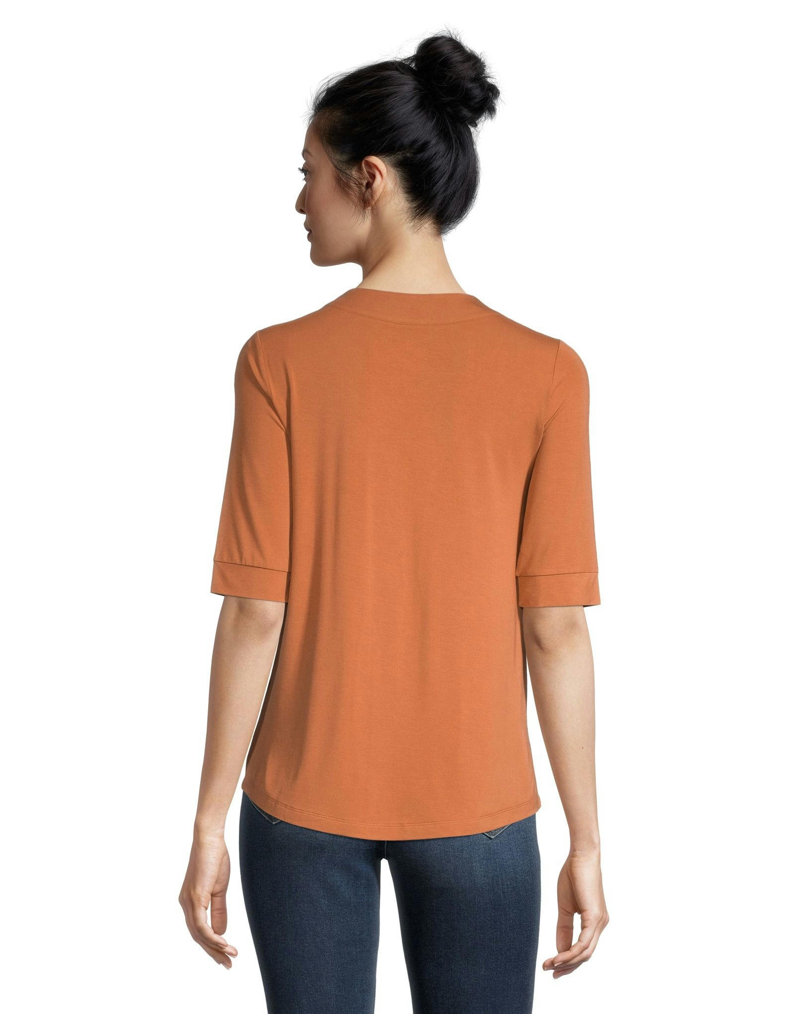 Denver Hayes Women's Pleat Detail Relaxed Fit V-Neck Top