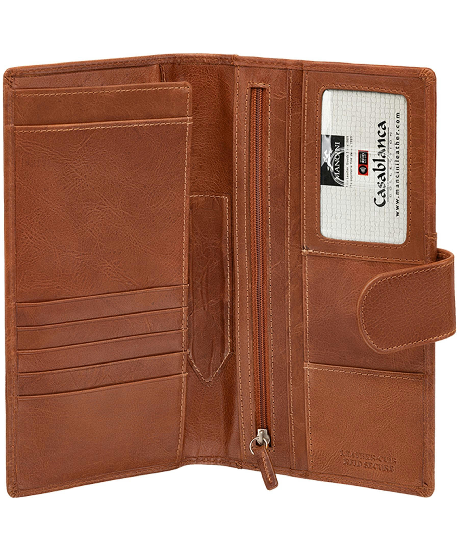Mancini Leather Goods Unisex Casablanca RFID Secure Passport and Travel Organizer Brown