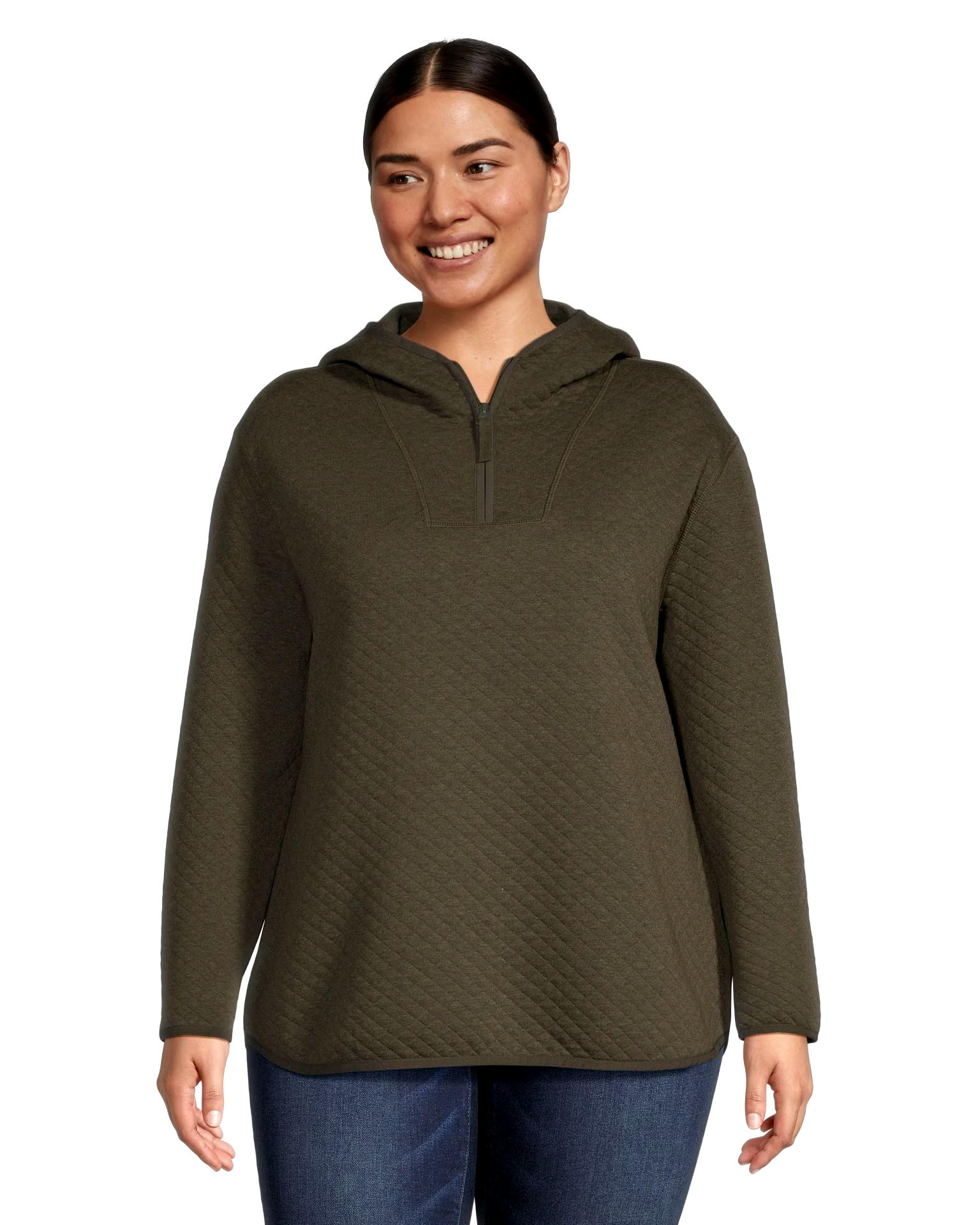 WindRiver Women's Quilted Long Sleeve 1/4 Zip Hooded Pullover
