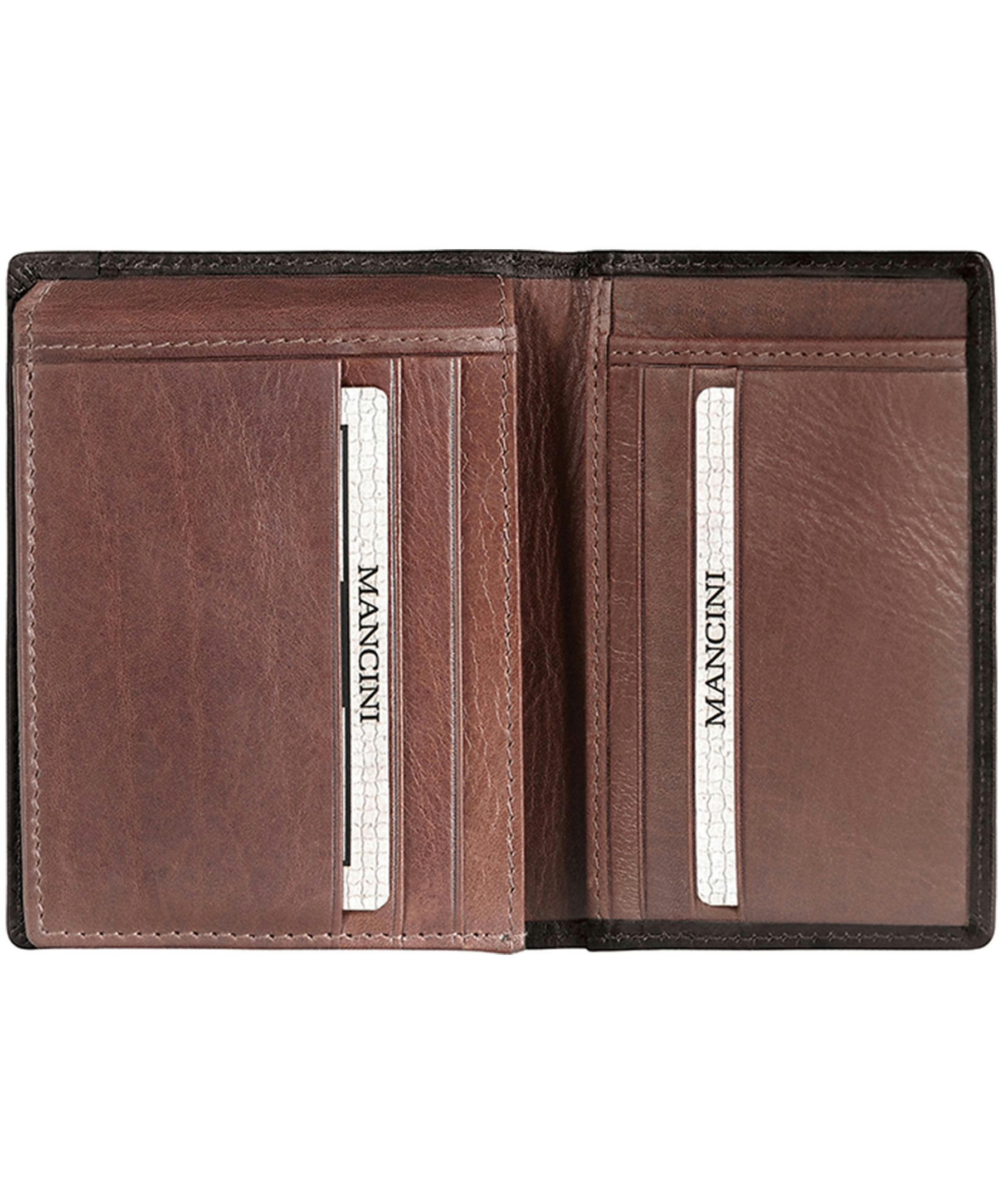 Mancini Leather Goods Men's Casablanca RFID Secure Vertical Wing Wallet Black