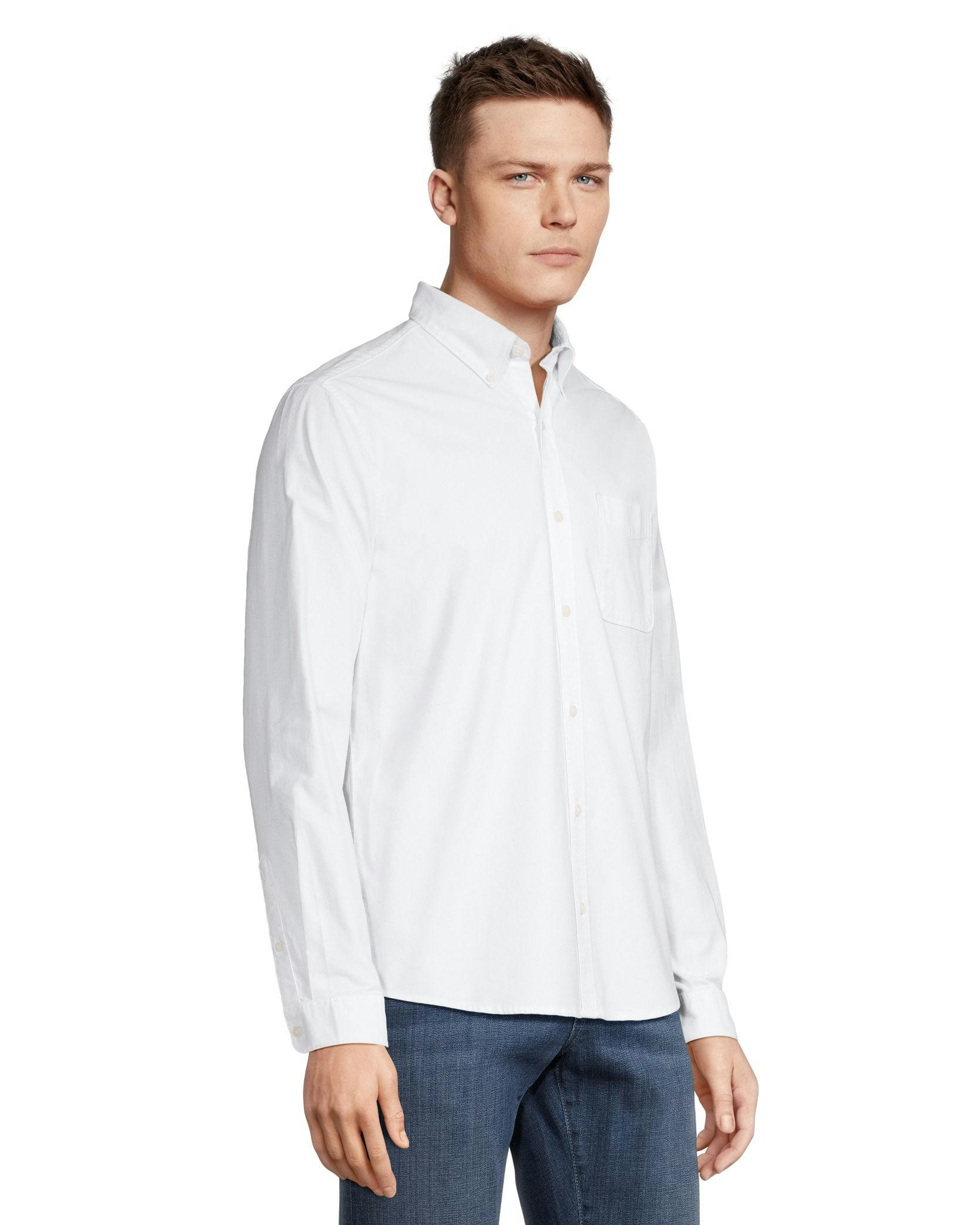 Denver Hayes Men's Stretch Oxford Modern Fit Long Sleeve Button Down Shirt