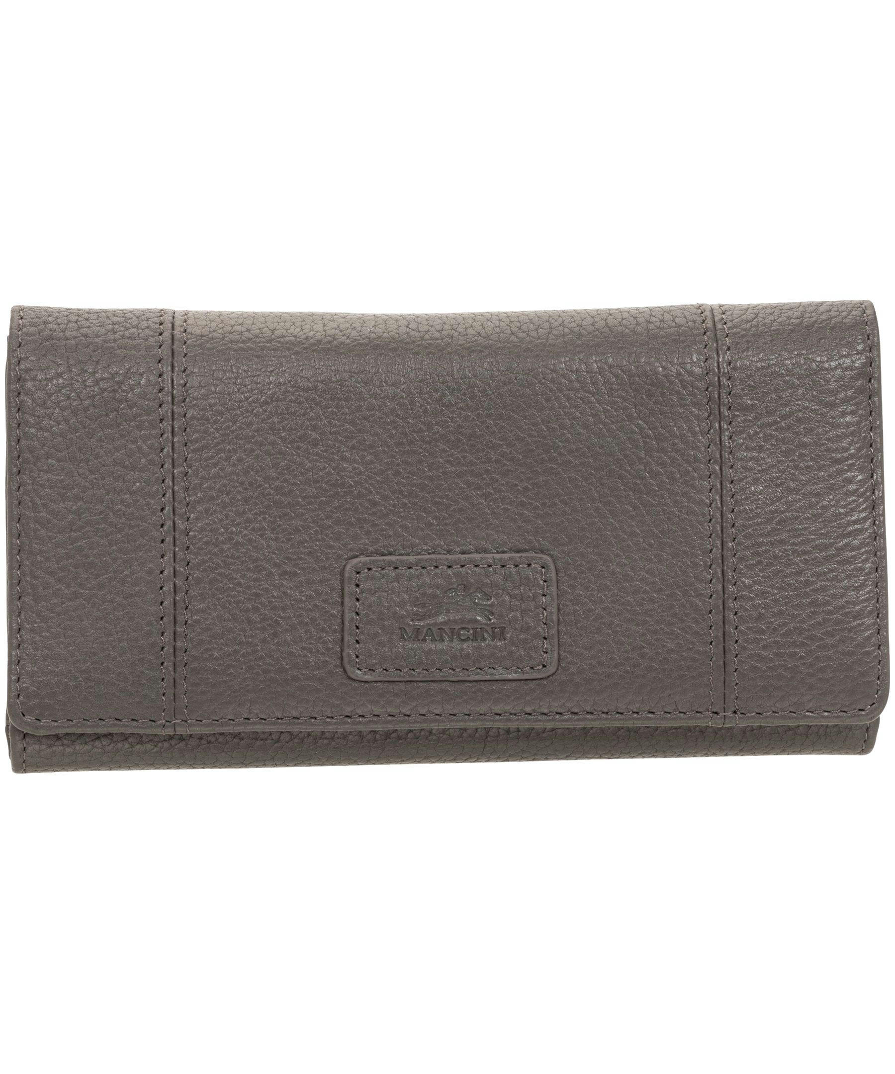 Mancini Leather Goods Women's Pebelled RFID Secure Trifold Wing Wallet
