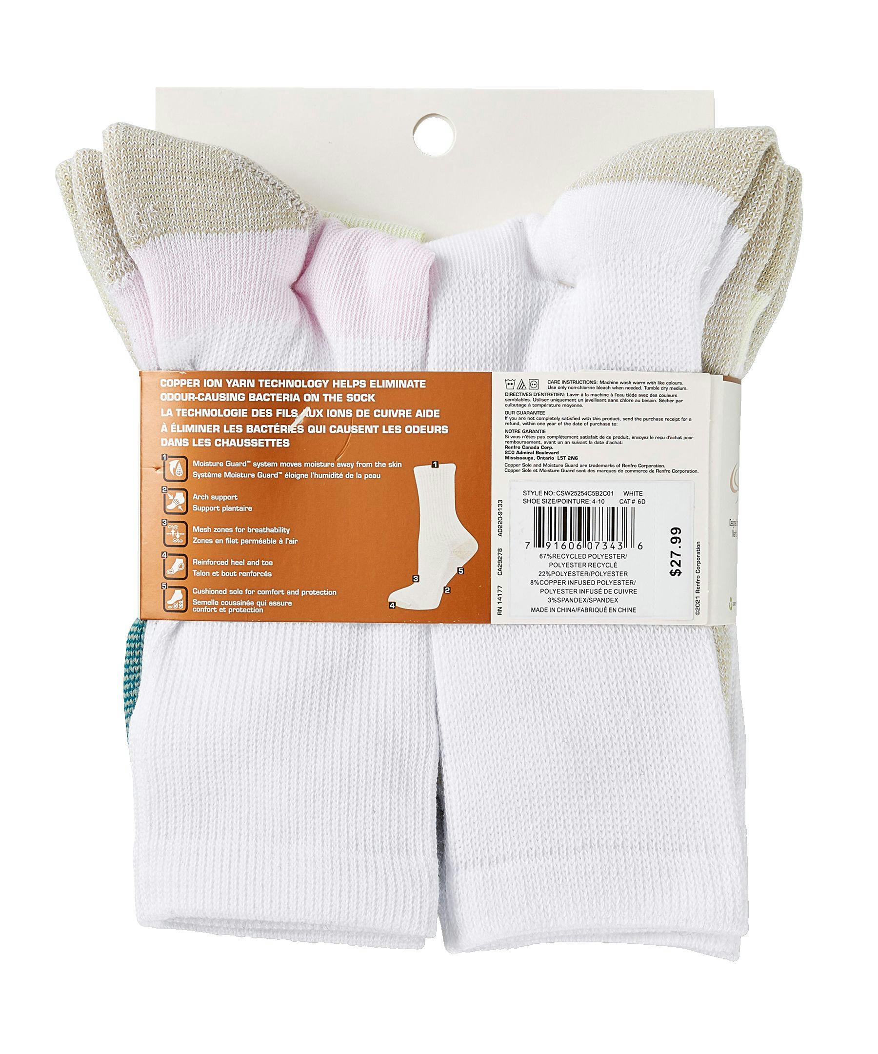 Copper Sole Women's 5 Pack Extreme Athletic Crew Socks