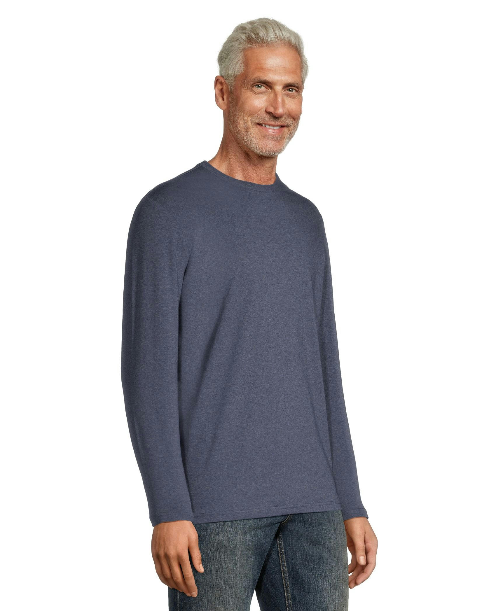 Denver Hayes Men's Stretch Long Sleeve Modern Fit Crewneck T Shirt